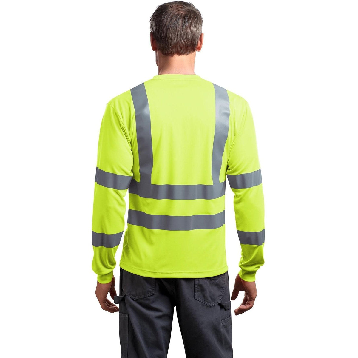 no-logo Cornerstone ANSI 107 Class 3 Long Sleeve Snag-Resistant Reflective T-Shirt-Regular-CornerStone-Thread Logic