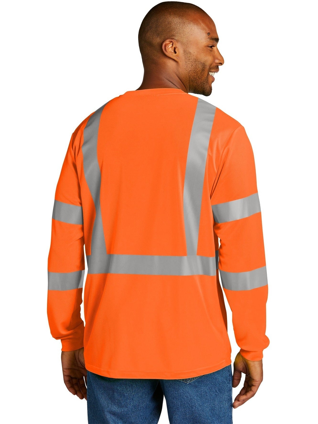 no-logo Cornerstone ANSI 107 Class 3 Mesh Long Sleeve Tee-Regular-CornerStone-Thread Logic