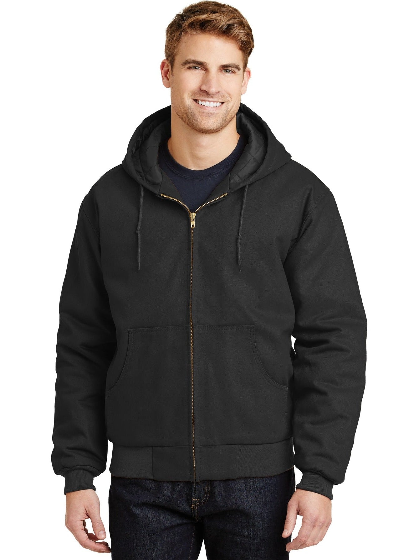 no-logo Cornerstone Duck Cloth Hooded Work Jacket-Regular-Cornerstone-Black-S-Thread Logic