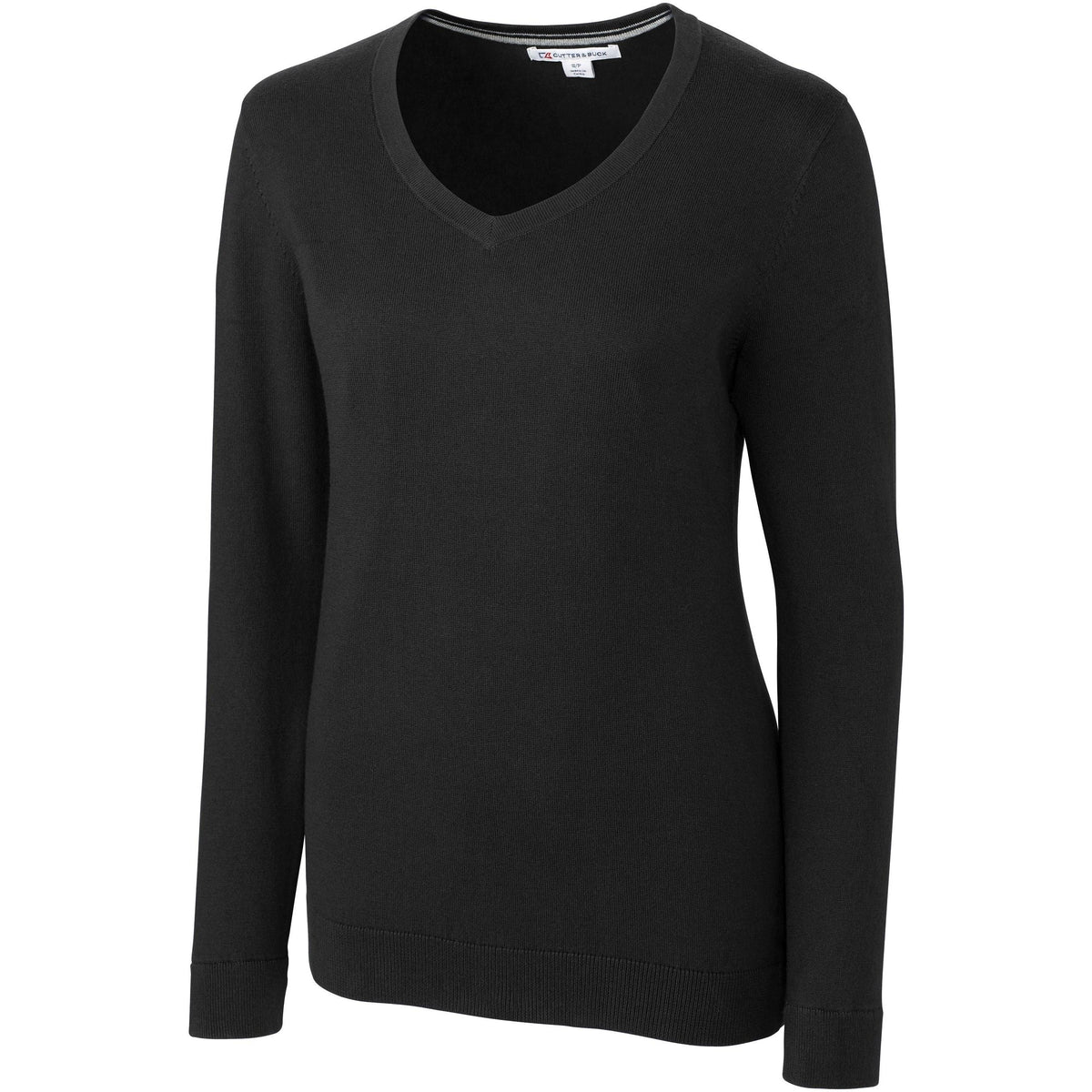 logo-left Cutter & Buck Women's Lakemont V-Neck-Sweaters-Cutter&Buck-Black-XS-Thread Logic