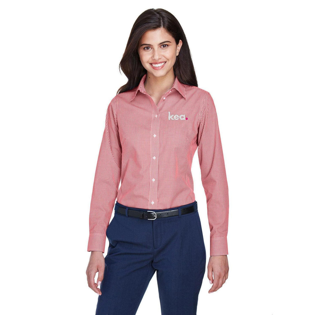 no-logo Devon & Jones Women's Gingham Check Dress Shirt-Dress Shirts-Devon&Jones-Thread Logic