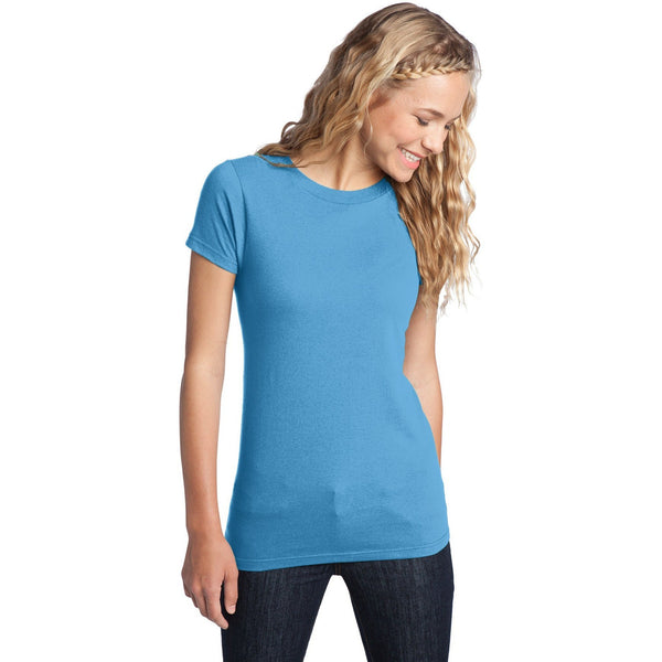 no-logo CLOSEOUT - District Women's Fitted The Concert Tee-District-Aquatic Blue-XS-Thread Logic