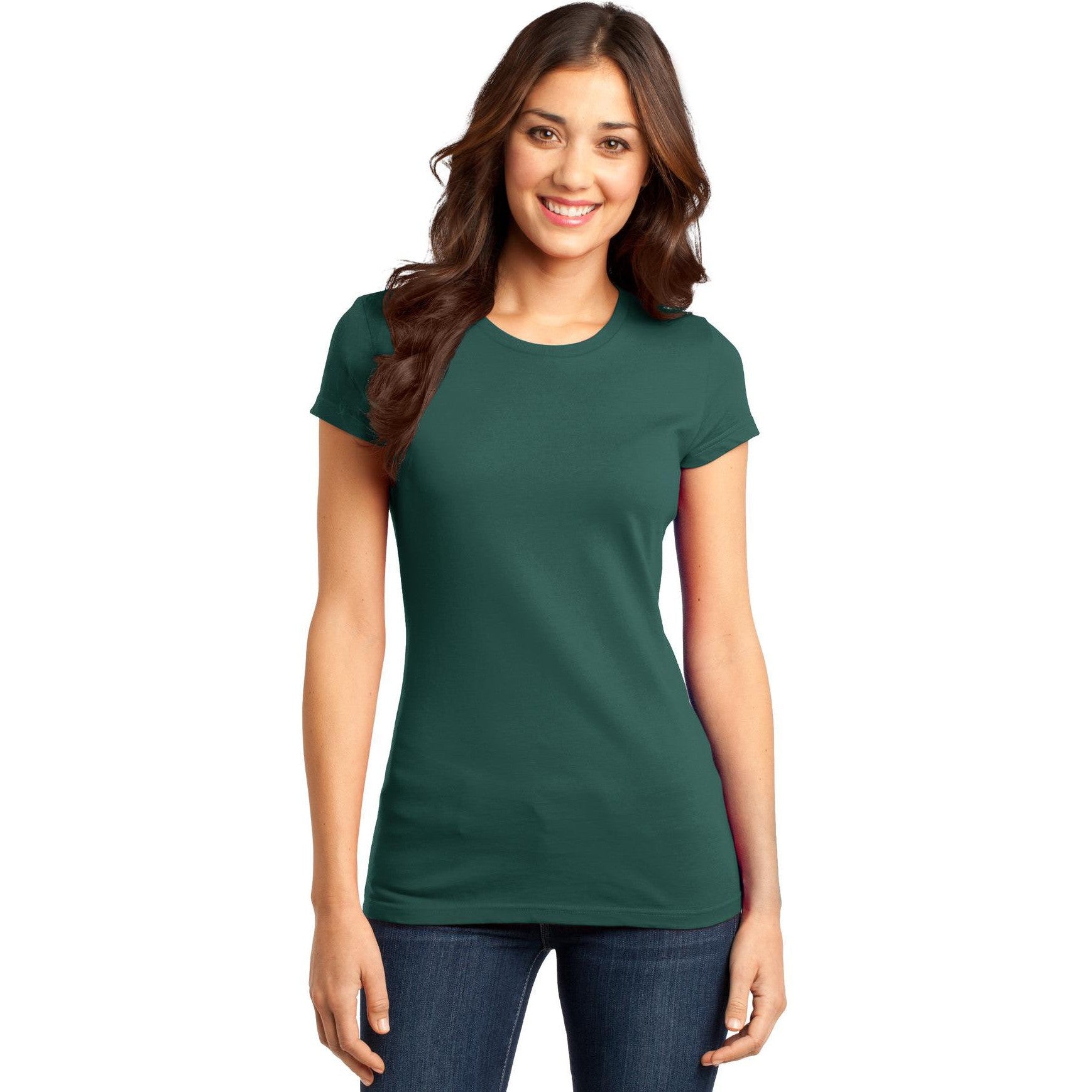 no-logo CLOSEOUT - District Women's Fitted Very Important Tee-District-Evergreen-XS-Thread Logic