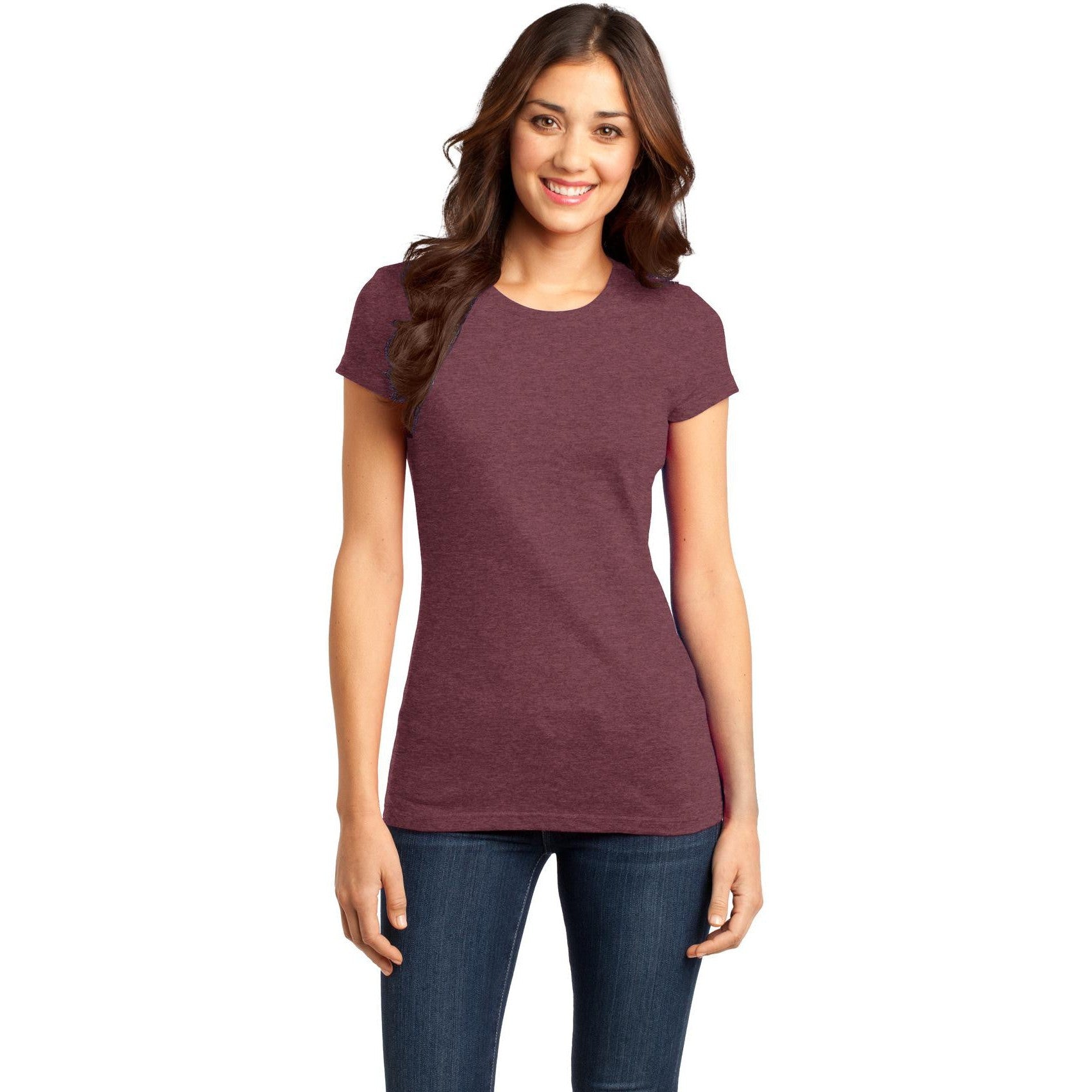 no-logo CLOSEOUT - District Women's Fitted Very Important Tee-District-Heathered Cardinal-XS-Thread Logic