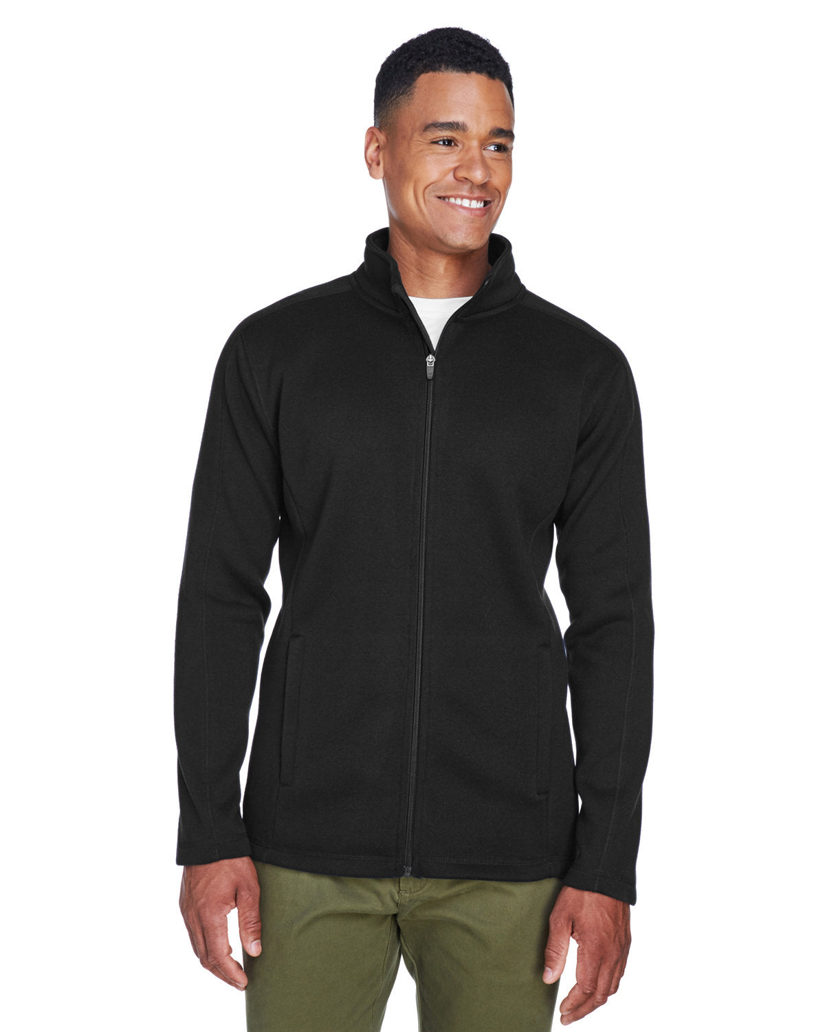 Devon & Jones Bristol Full-Zip Sweater Fleece Jacket-Men's Jackets-Devon&Jones-Black-S-Thread Logic
