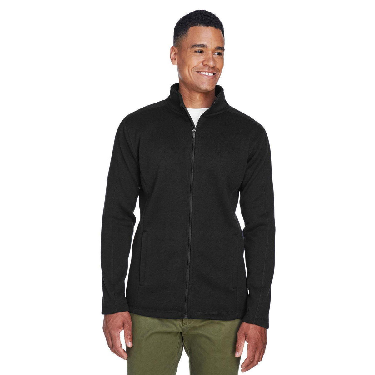 no-logo Devon & Jones Bristol Full-Zip Sweater Fleece Jacket-Men's Jackets-Devon&Jones-Black-S-Thread Logic