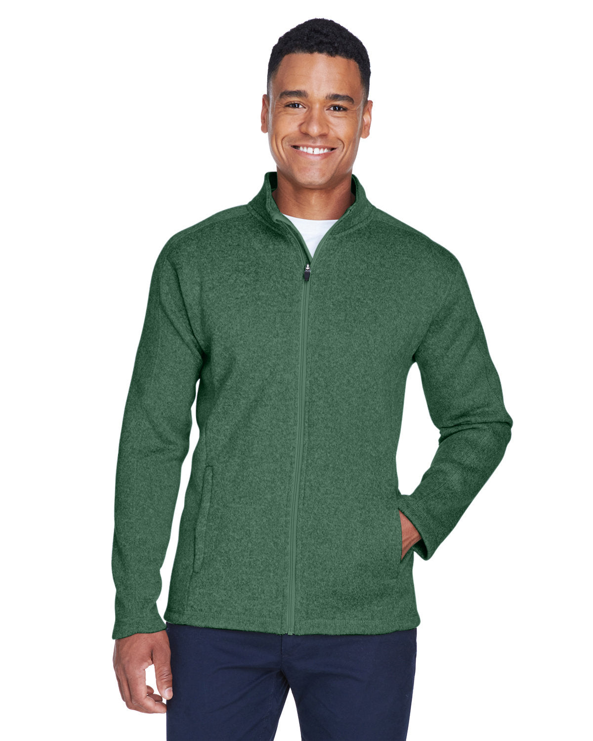 Devon & Jones Bristol Full-Zip Sweater Fleece Jacket-Men's Jackets-Devon&Jones-Forest Heather-S-Thread Logic