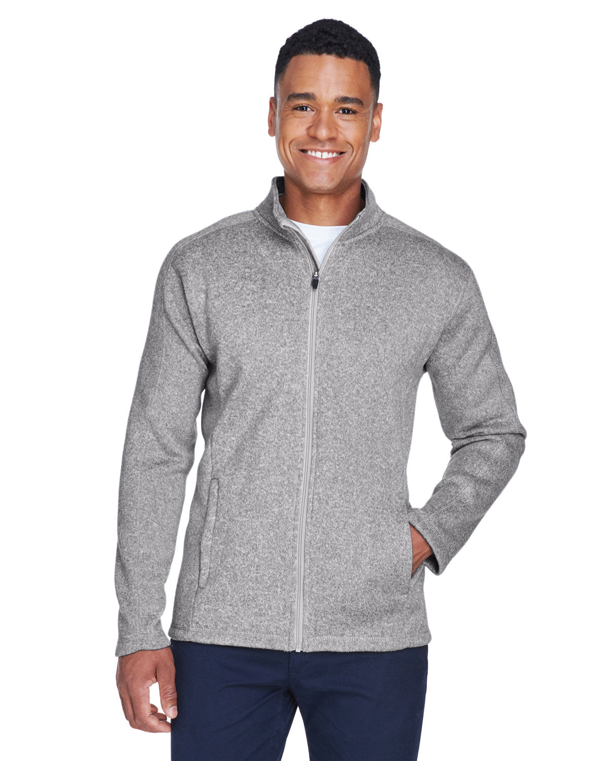Devon & Jones Bristol Full-Zip Sweater Fleece Jacket-Men's Jackets-Devon&Jones-Grey Heather-S-Thread Logic
