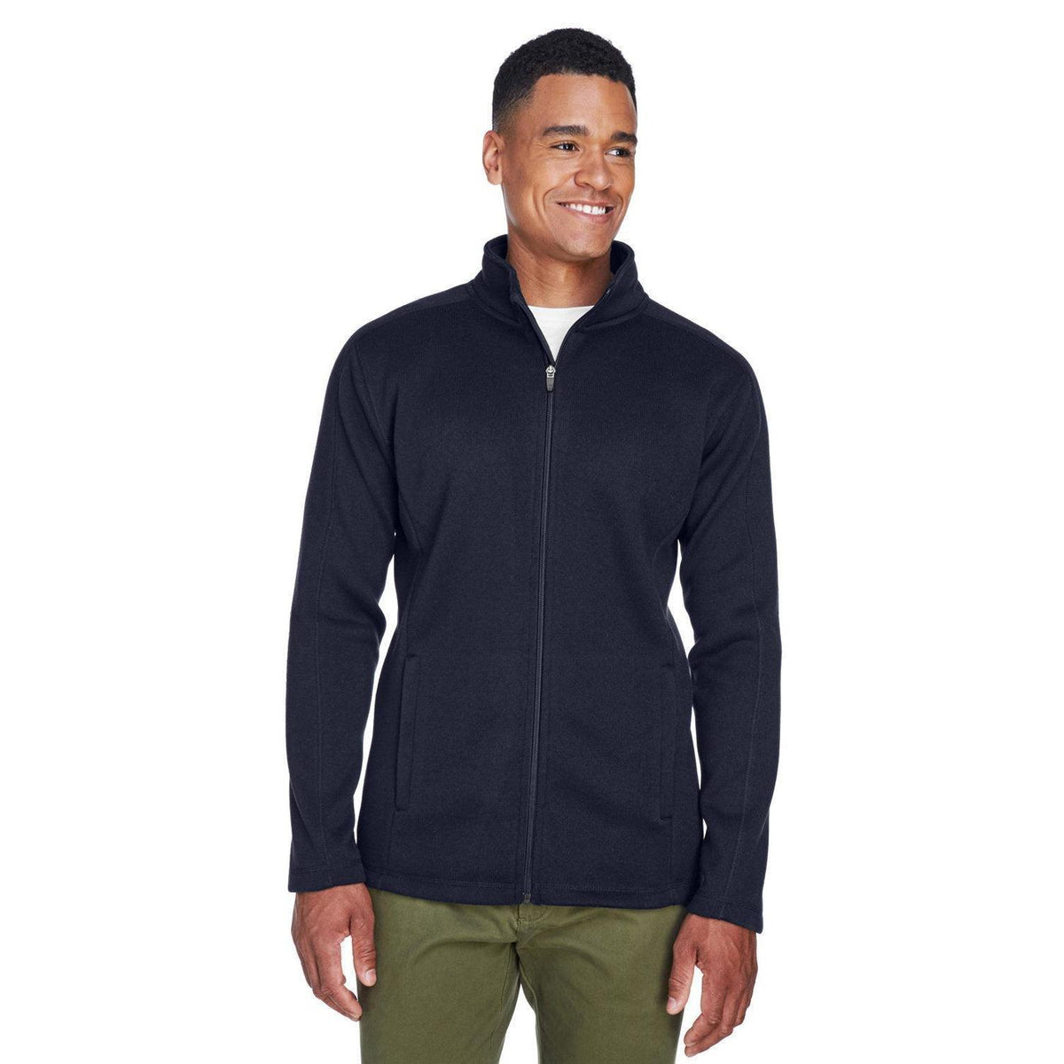 no-logo Devon & Jones Bristol Full-Zip Sweater Fleece Jacket-Men's Jackets-Devon&Jones-Navy-S-Thread Logic
