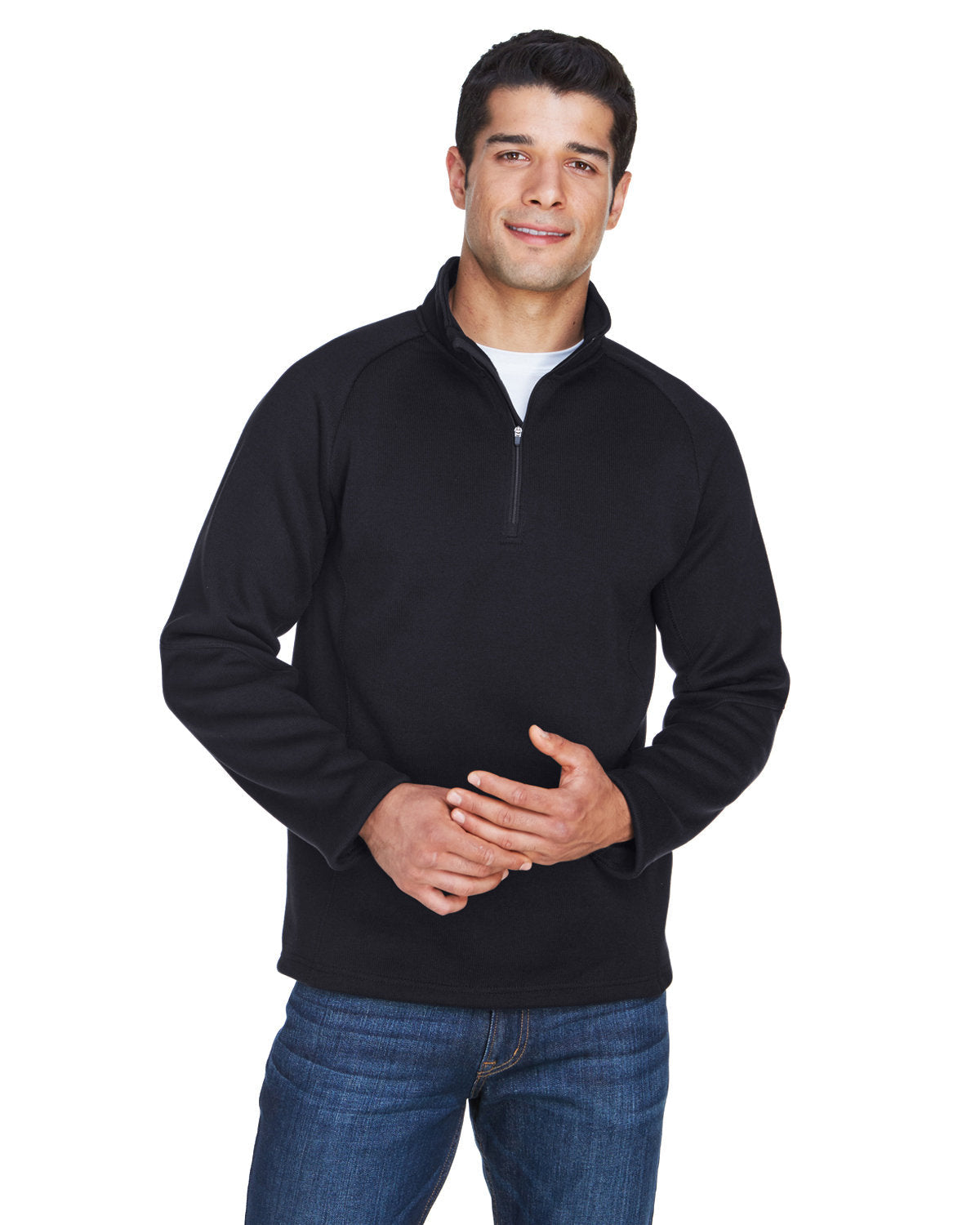 Devon & Jones Bristol Sweater Fleece Quarter-Zip-Men's Layering-Devon&Jones-Black-S-Thread Logic