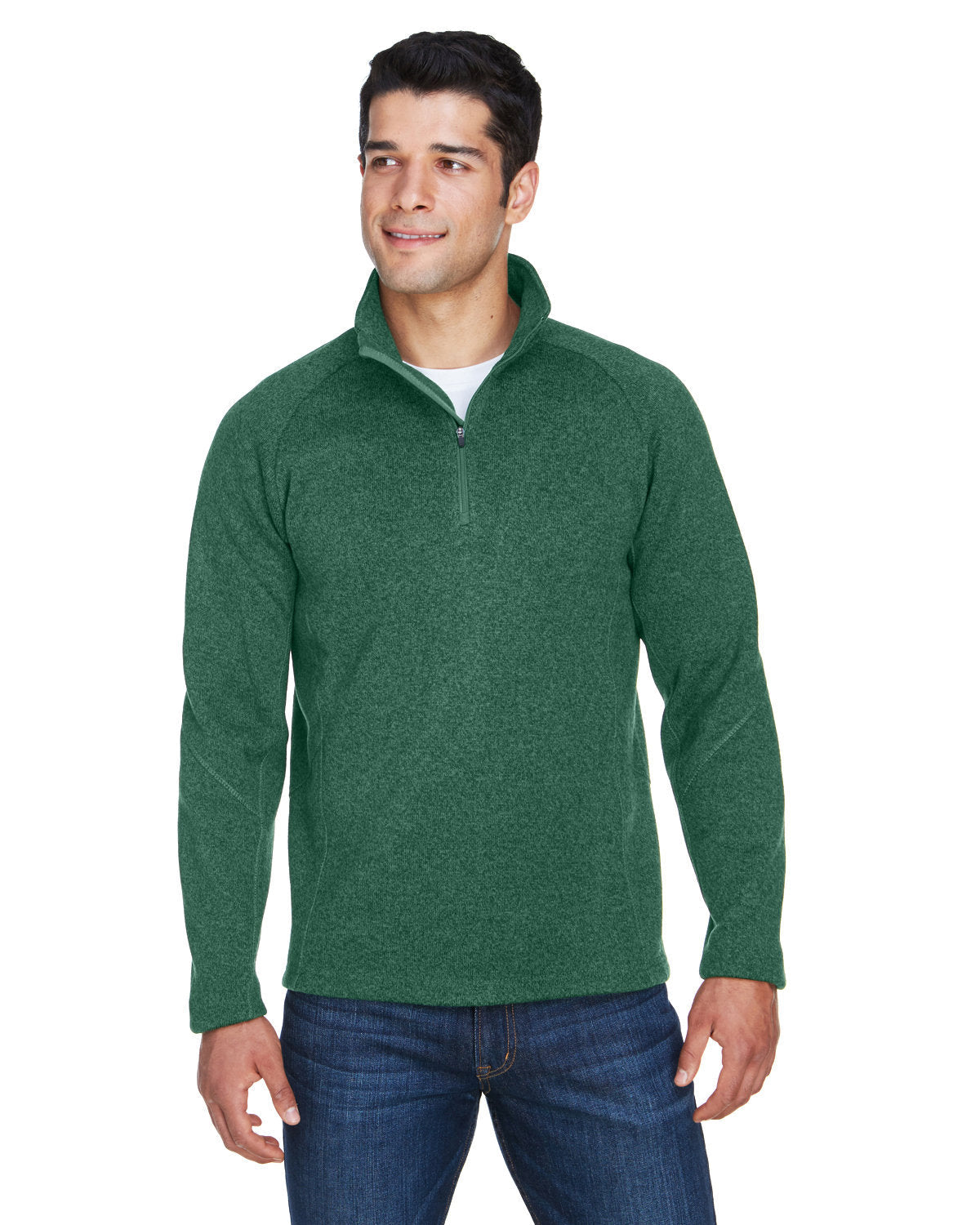 Devon & Jones Bristol Sweater Fleece Quarter-Zip-Men's Layering-Devon&Jones-Forest Heather-S-Thread Logic