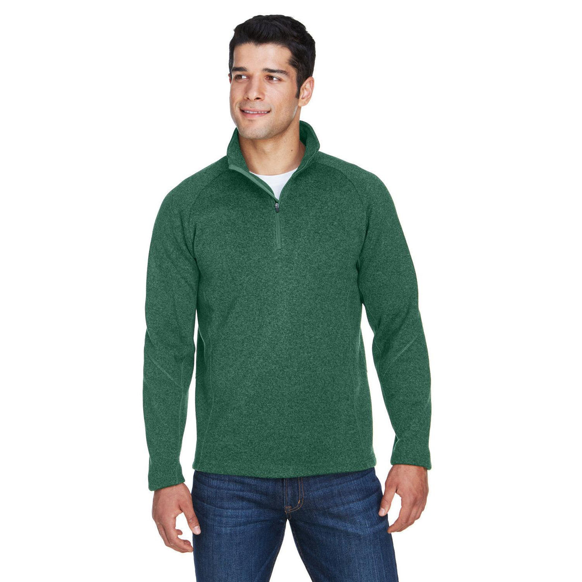 no-logo Devon & Jones Bristol Sweater Fleece Quarter-Zip-Men's Layering-Devon&Jones-Forest Heather-S-Thread Logic