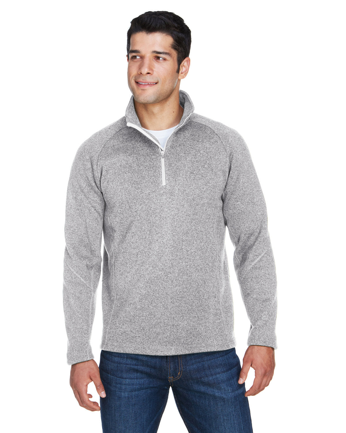 Devon & Jones Bristol Sweater Fleece Quarter-Zip-Men's Layering-Devon&Jones-Grey Heather-S-Thread Logic