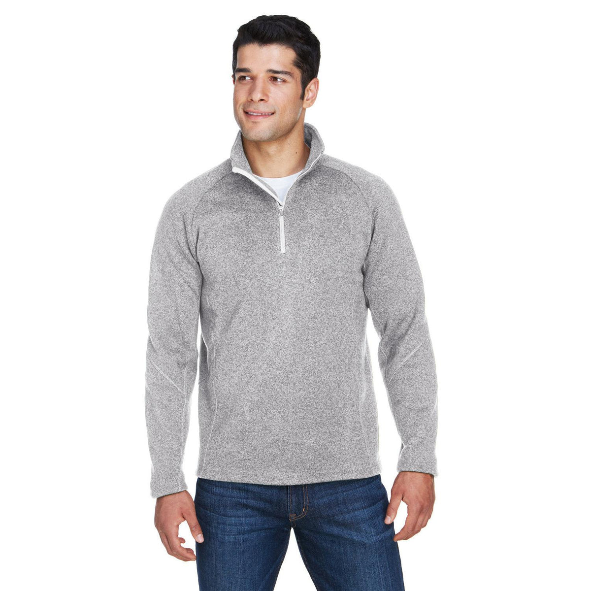 no-logo Devon & Jones Bristol Sweater Fleece Quarter-Zip-Men's Layering-Devon&Jones-Grey Heather-S-Thread Logic