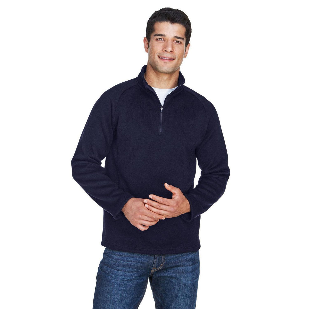 no-logo Devon & Jones Bristol Sweater Fleece Quarter-Zip-Men's Layering-Devon&Jones-Navy-S-Thread Logic
