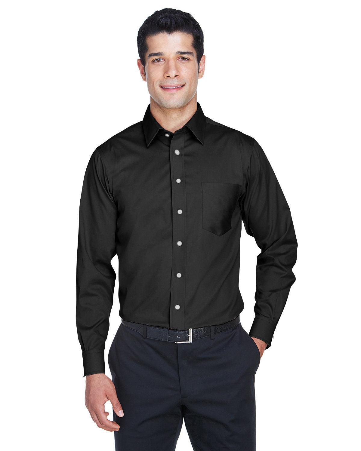Devon & Jones Crown Woven Solid Stretch Twill-Men's Dress Shirts-Devon&Jones-Black-S-Thread Logic