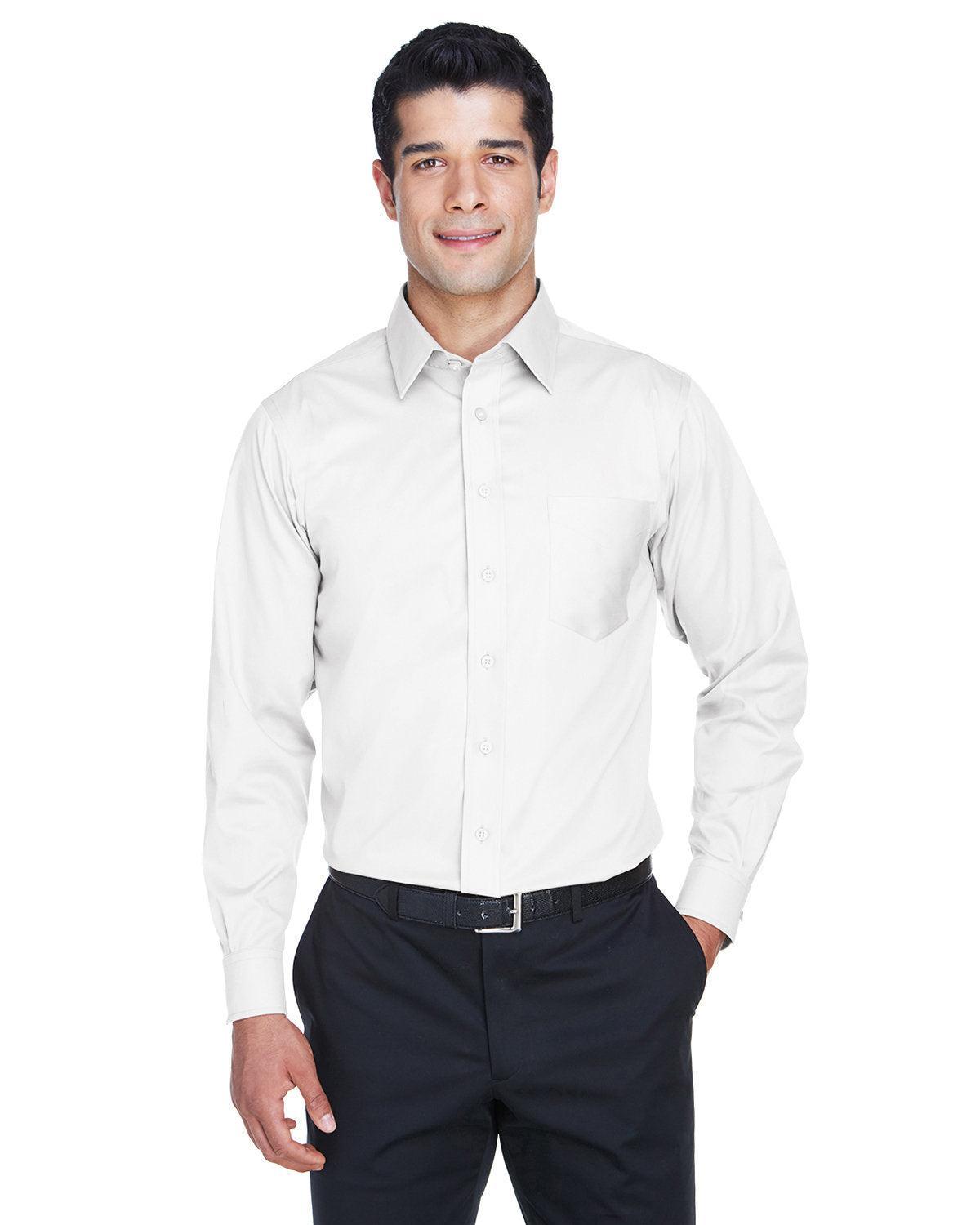 Devon & Jones Crown Woven Solid Stretch Twill-Men's Dress Shirts-Devon&Jones-White-S-Thread Logic
