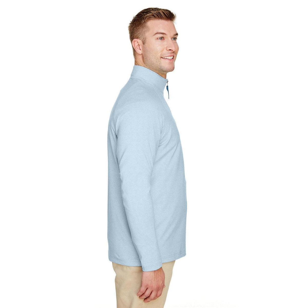 no-logo Devon & Jones CrownLux Performance Clubhouse Micro-Stripe Quarter-Zip-Men's Layering-Devon&Jones-Thread Logic