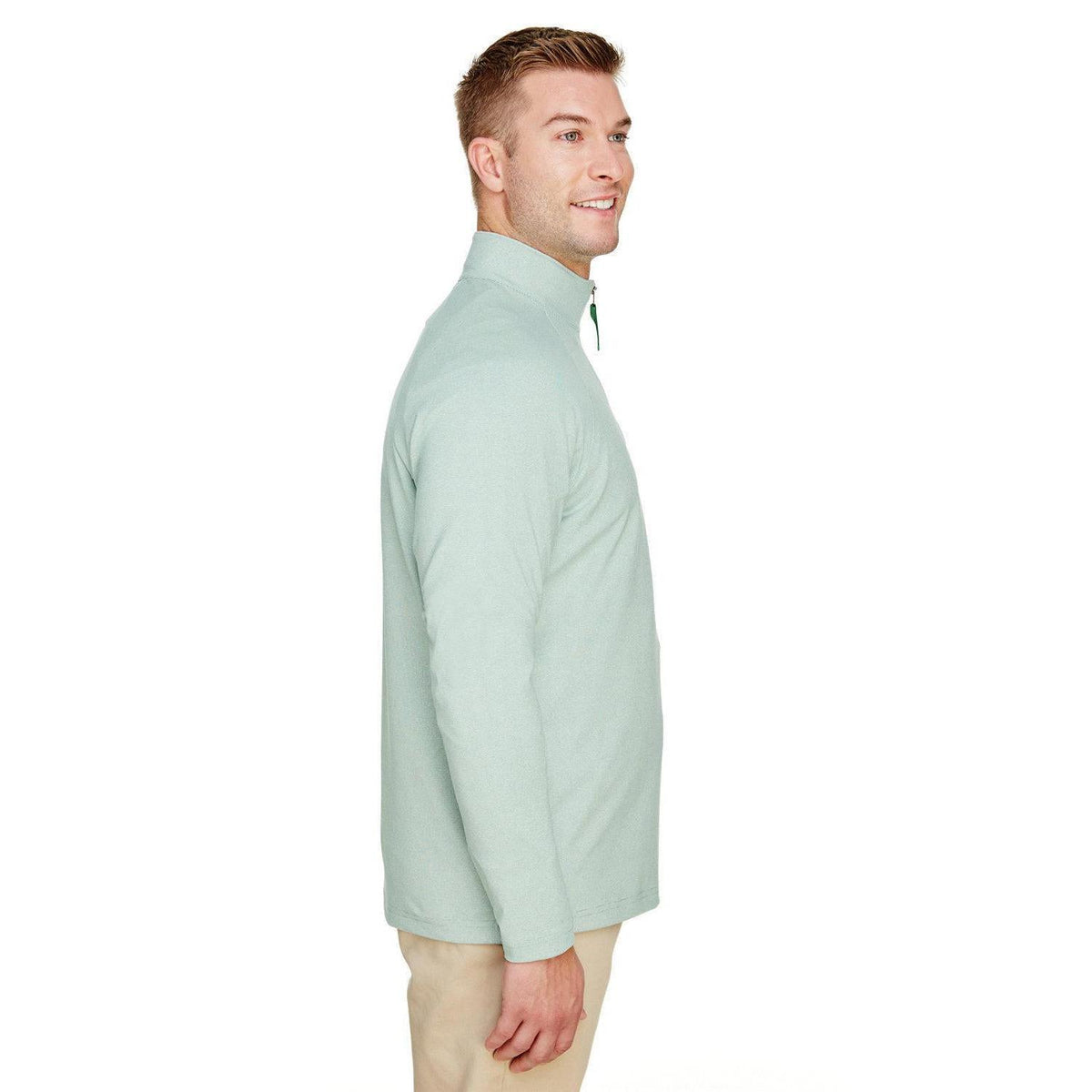 no-logo Devon & Jones CrownLux Performance Clubhouse Micro-Stripe Quarter-Zip-Men's Layering-Devon&Jones-Thread Logic