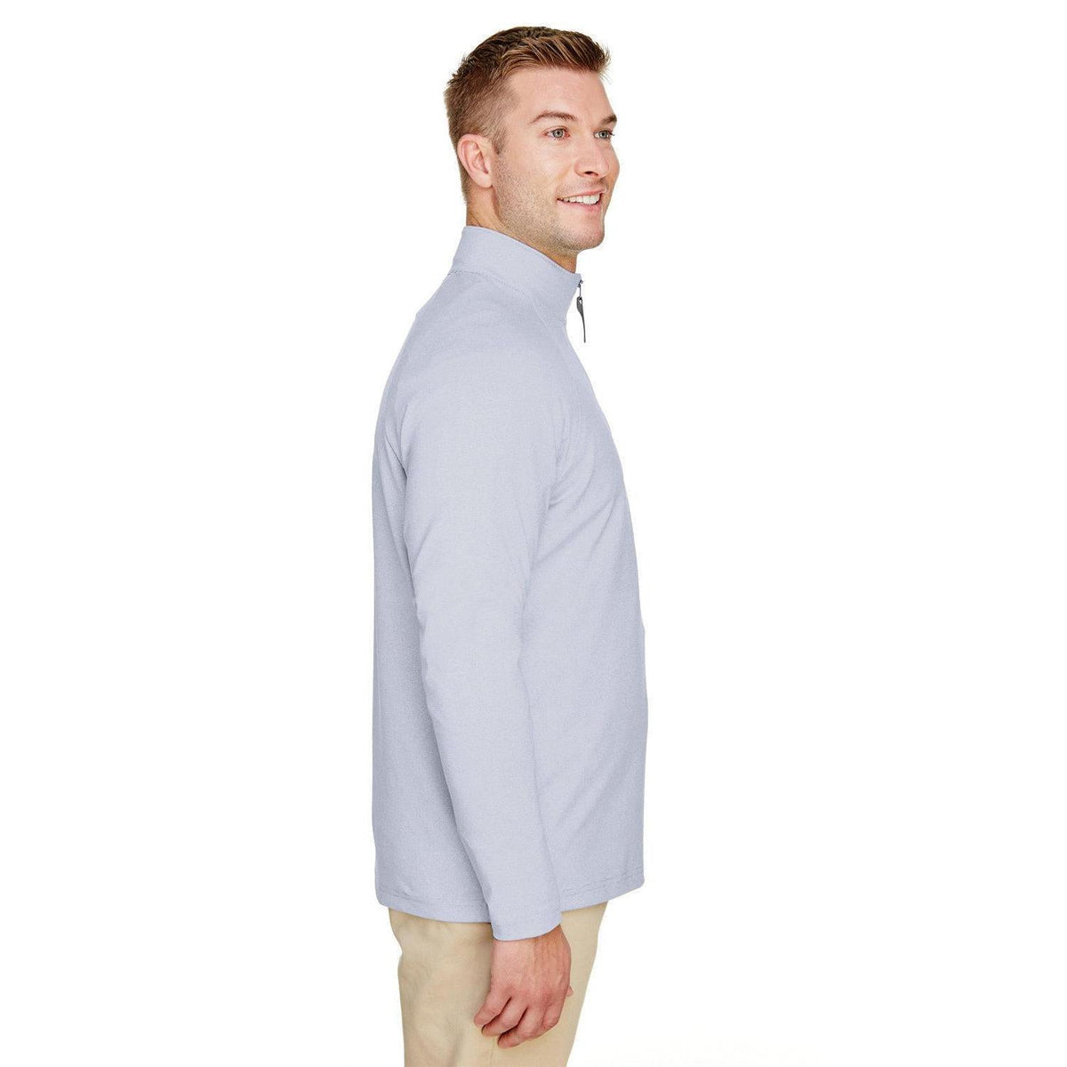 no-logo Devon & Jones CrownLux Performance Clubhouse Micro-Stripe Quarter-Zip-Men's Layering-Devon&Jones-Thread Logic