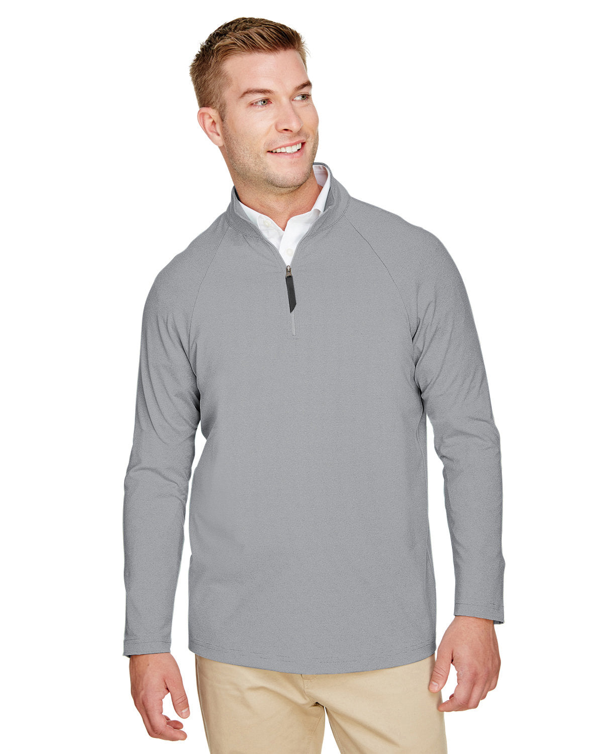 Devon & Jones CrownLux Performance Clubhouse Micro-Stripe Quarter-Zip-Men's Layering-Devon&Jones-Black-S-Thread Logic
