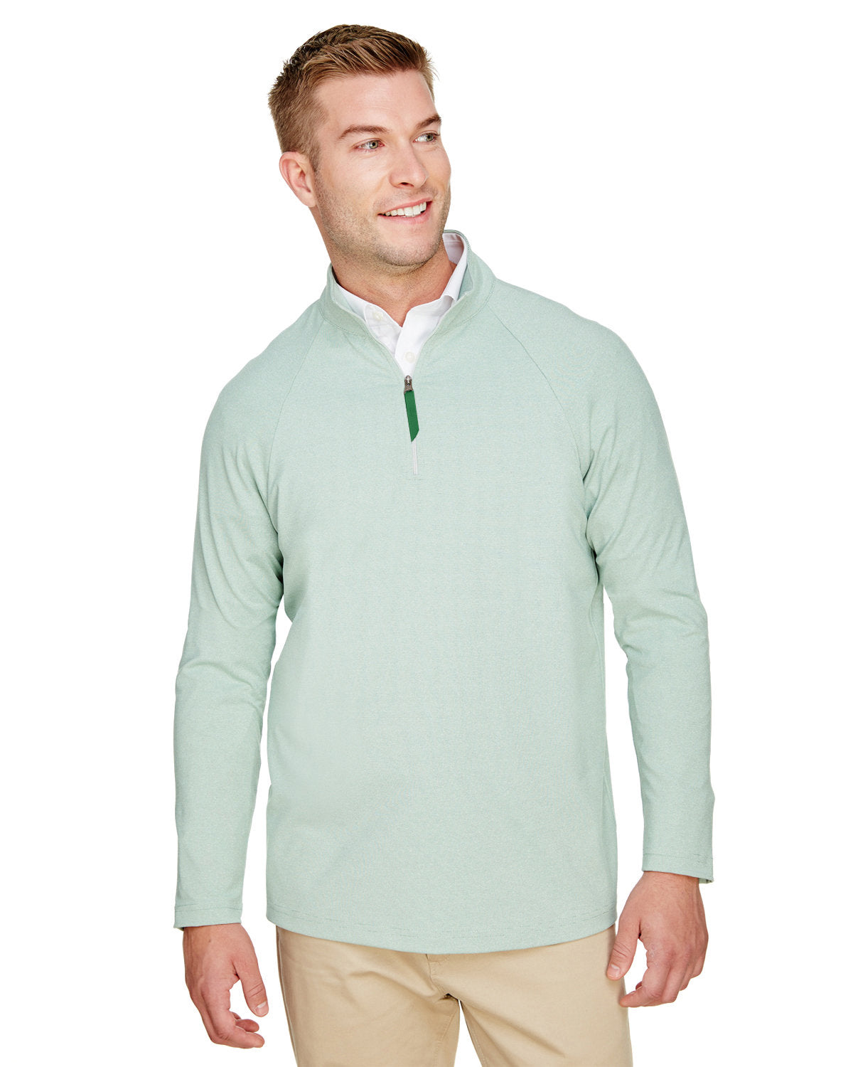 Devon & Jones CrownLux Performance Clubhouse Micro-Stripe Quarter-Zip-Men's Layering-Devon&Jones-Kelly Green-S-Thread Logic