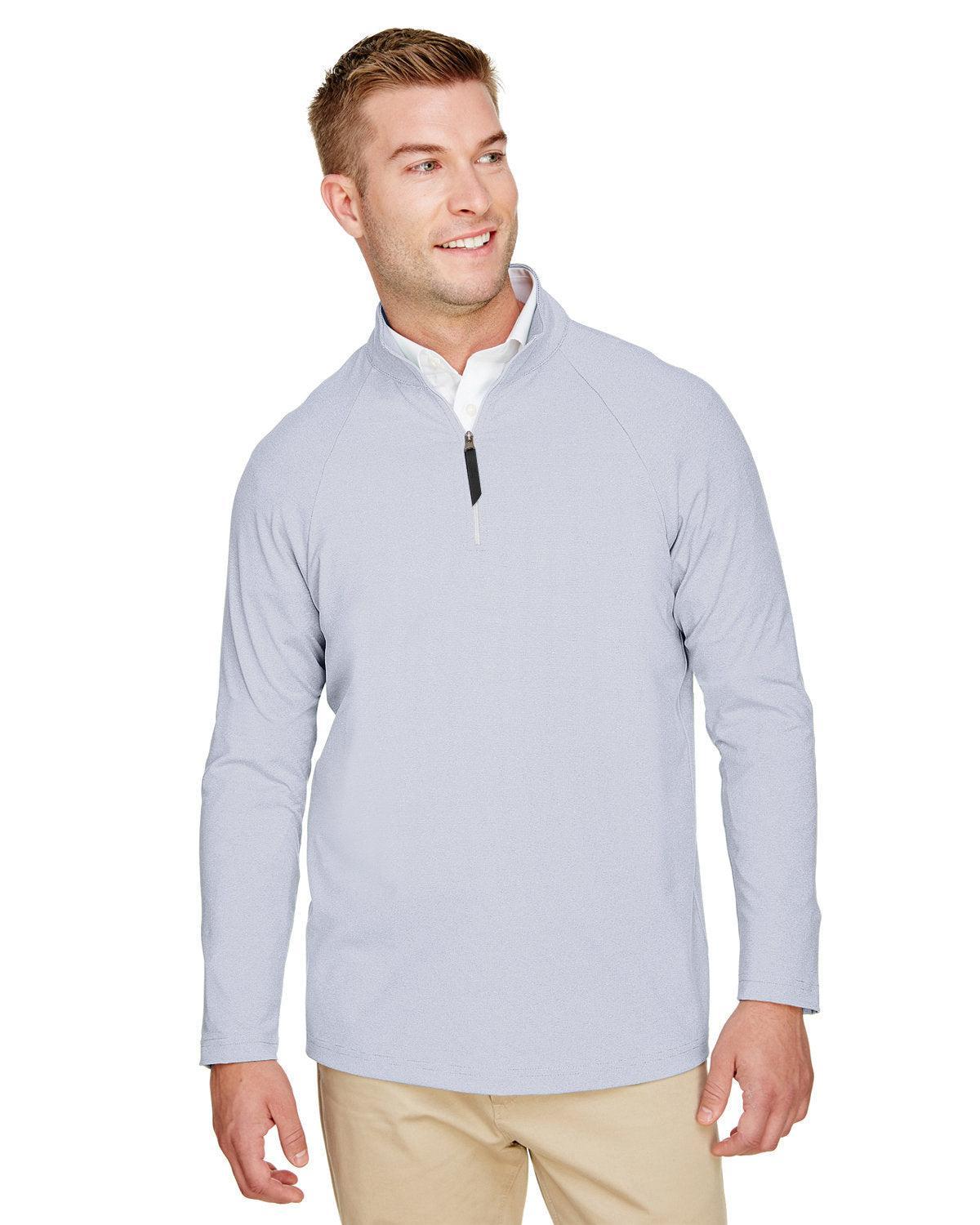 Devon & Jones CrownLux Performance Clubhouse Micro-Stripe Quarter-Zip-Men's Layering-Devon&Jones-Navy-S-Thread Logic