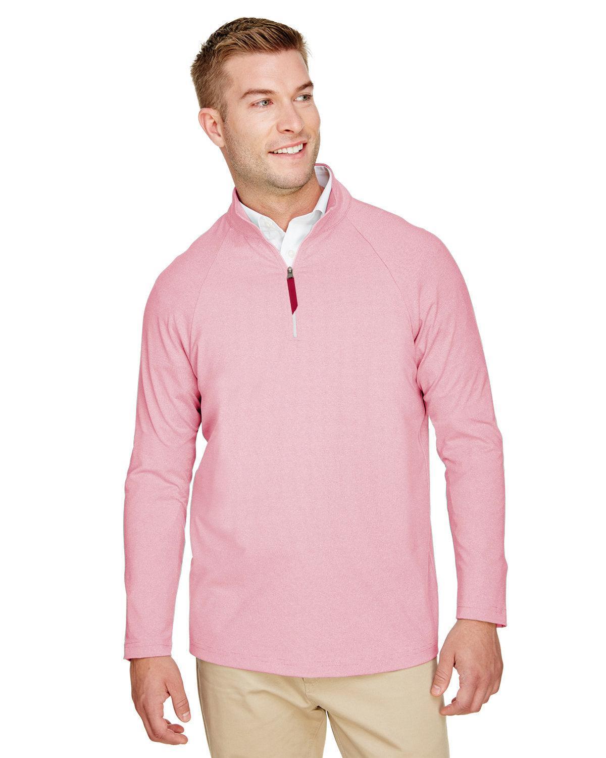 Devon & Jones CrownLux Performance Clubhouse Micro-Stripe Quarter-Zip-Men's Layering-Devon&Jones-Red-S-Thread Logic
