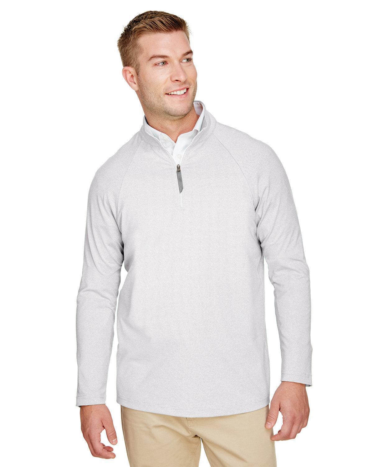 Devon & Jones CrownLux Performance Clubhouse Micro-Stripe Quarter-Zip-Men's Layering-Devon&Jones-Silver-S-Thread Logic