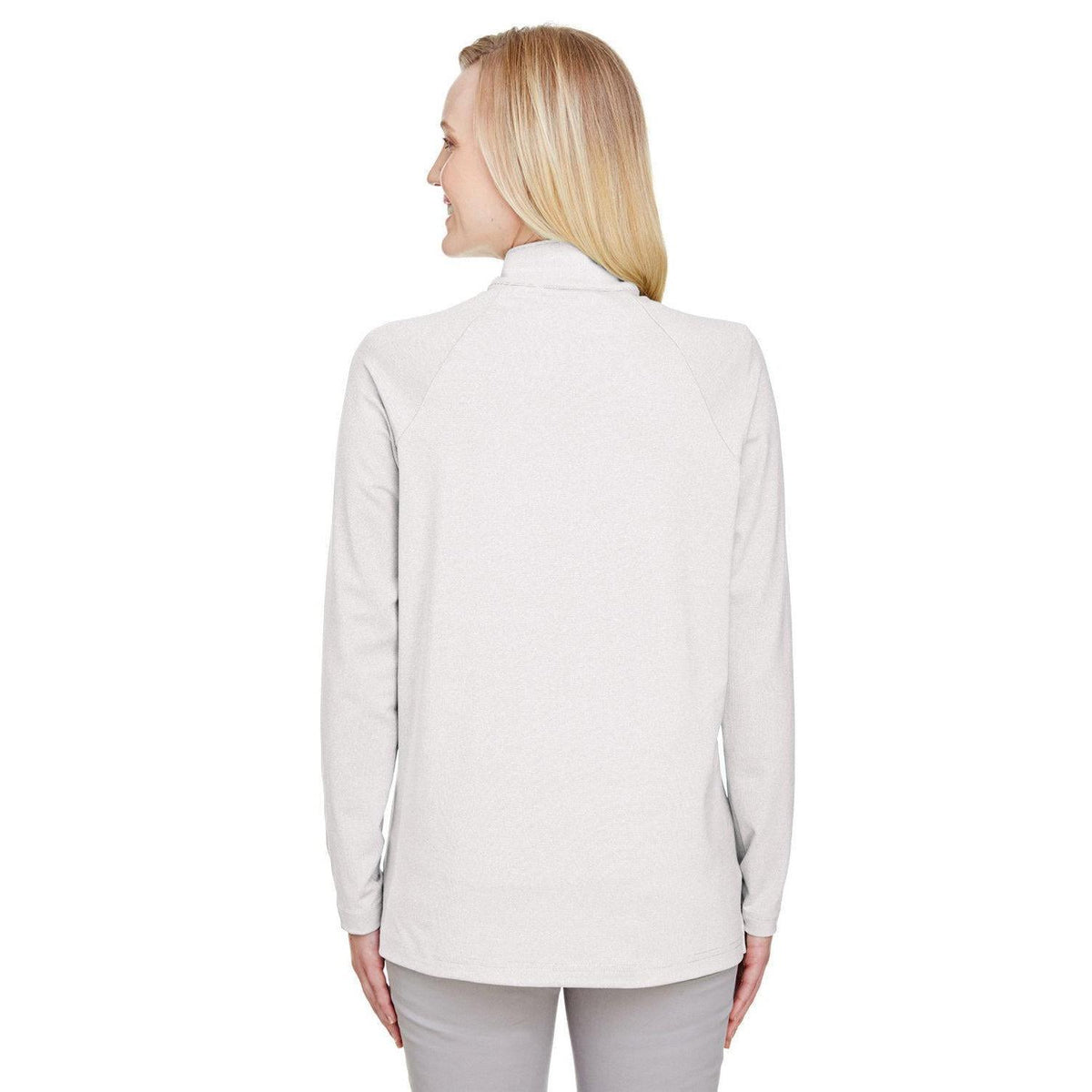 no-logo Devon & Jones CrownLux Performance Ladies Clubhouse Micro-Stripe Quarter-Zip-Ladies Layering-Devon&Jones-Thread Logic