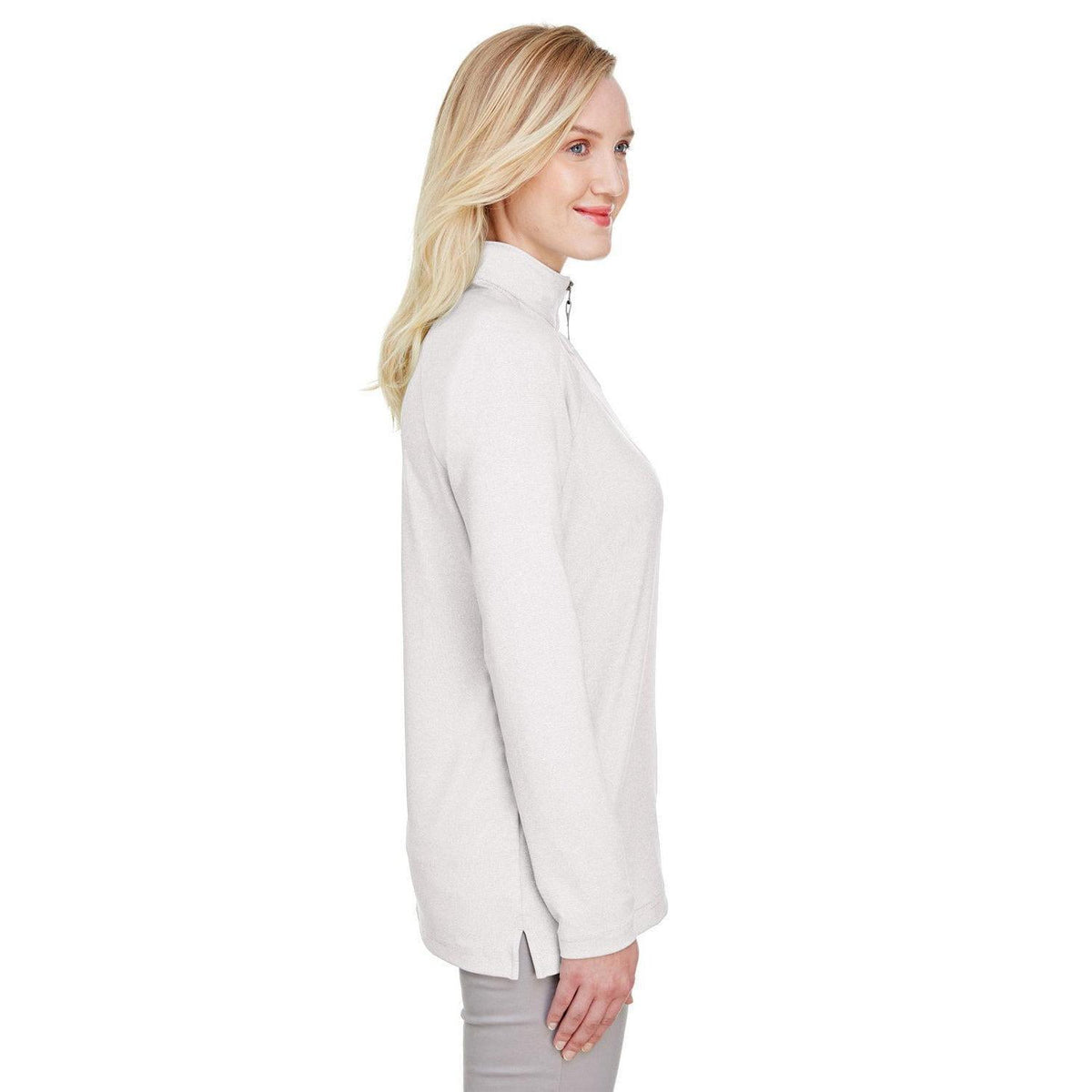 no-logo Devon & Jones CrownLux Performance Ladies Clubhouse Micro-Stripe Quarter-Zip-Ladies Layering-Devon&Jones-Thread Logic