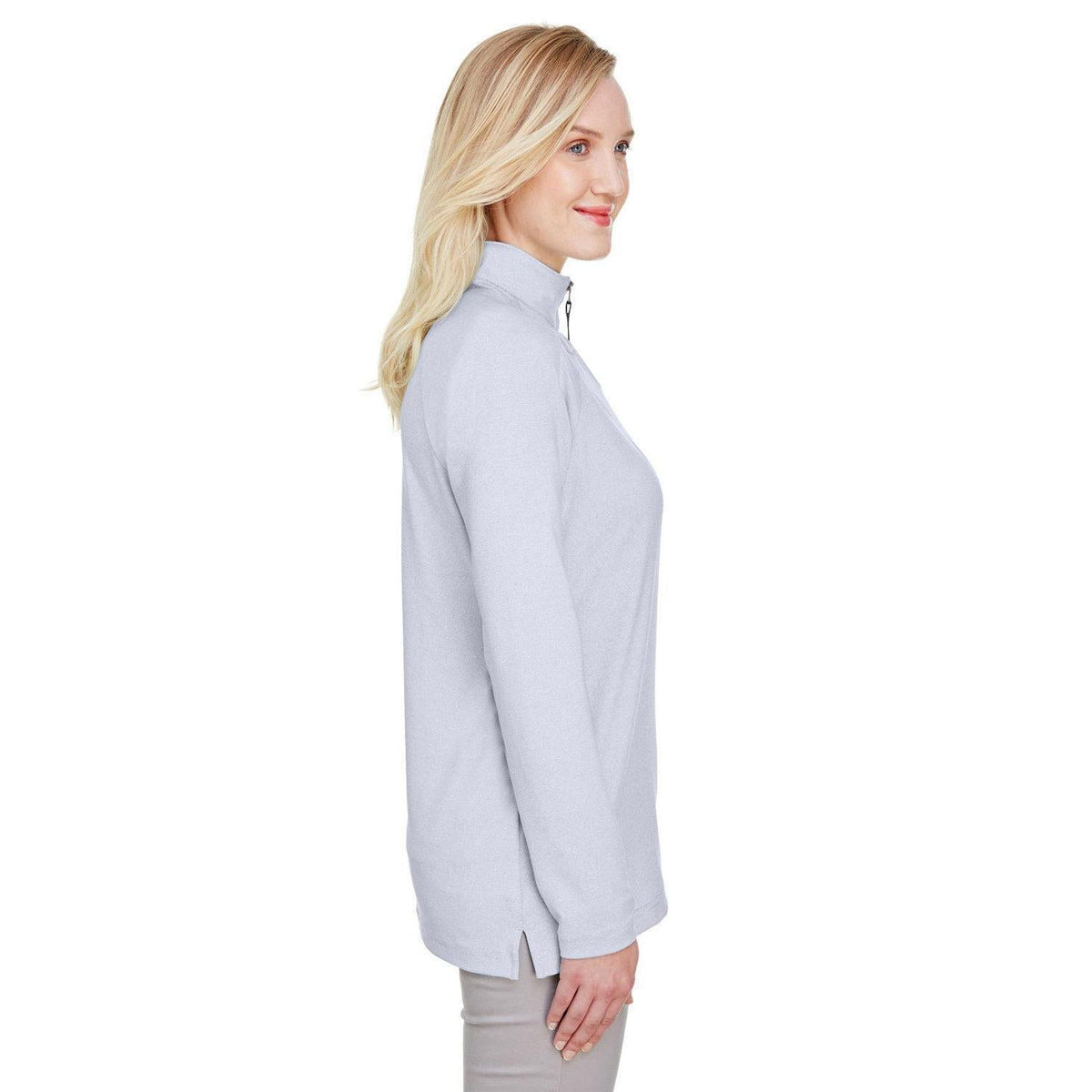 no-logo Devon & Jones CrownLux Performance Ladies Clubhouse Micro-Stripe Quarter-Zip-Ladies Layering-Devon&Jones-Thread Logic
