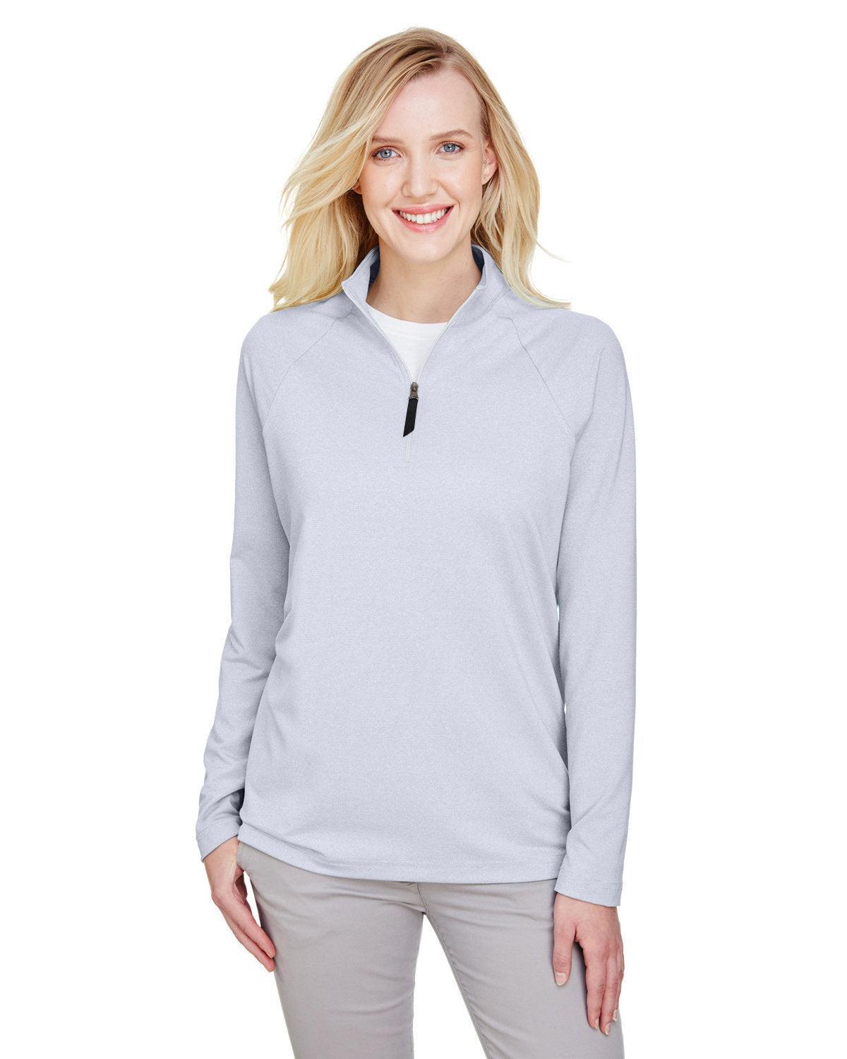 Devon & Jones CrownLux Performance Ladies Clubhouse Micro-Stripe Quarter-Zip-Ladies Layering-Devon&Jones-Navy-S-Thread Logic