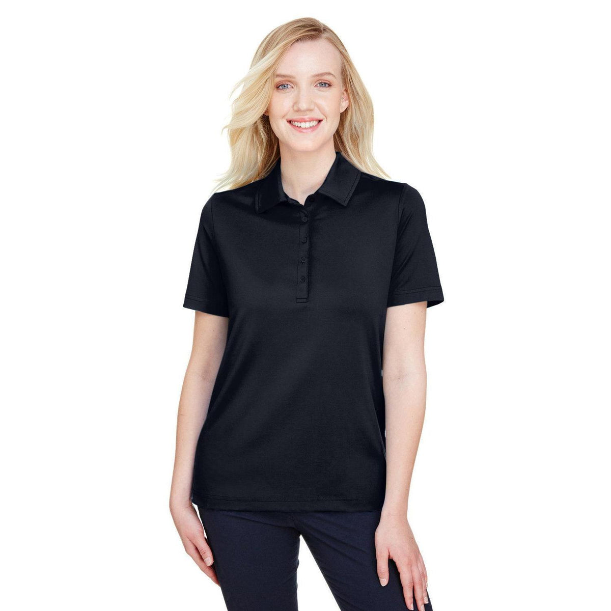 no-logo Devon & Jones CrownLux Performance Ladies Range Flex Polo-Ladies Polos-Devon&Jones-Black-S-Thread Logic