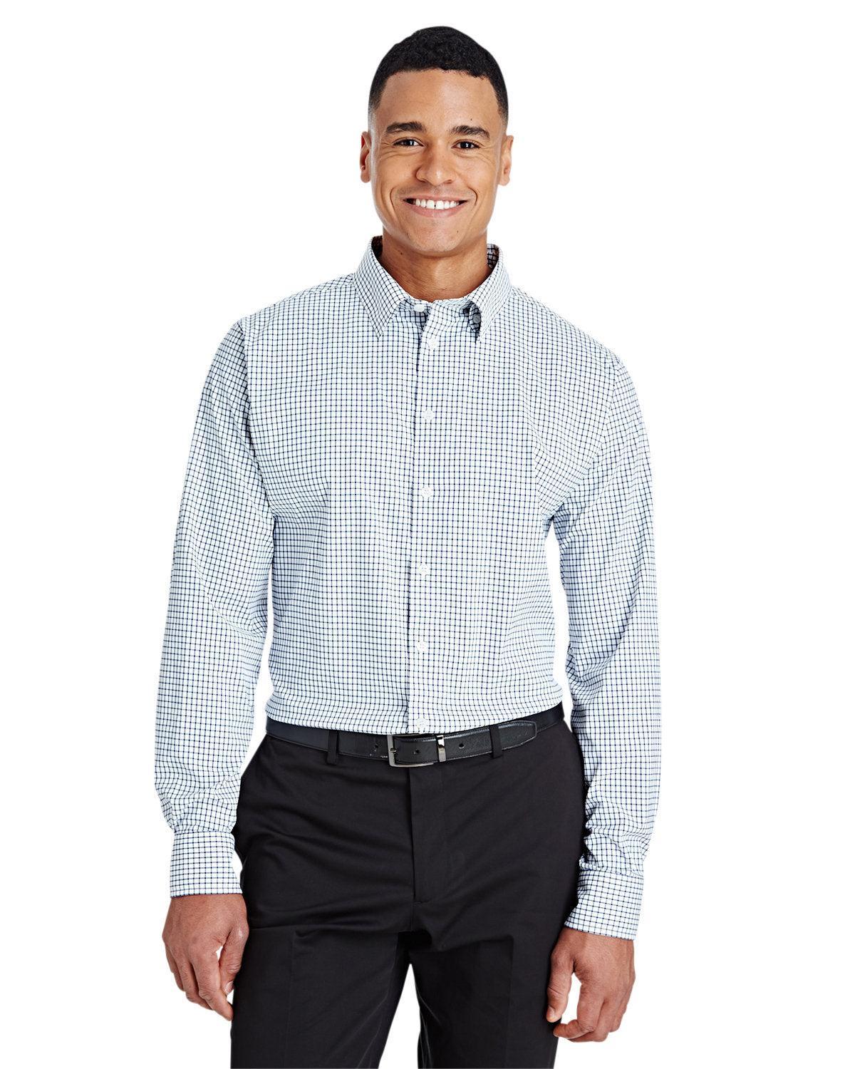 Devon & Jones CrownLux Performance Micro Windowpane Shirt-Men's Dress Shirts-Devon&Jones-Navy/White-S-Thread Logic