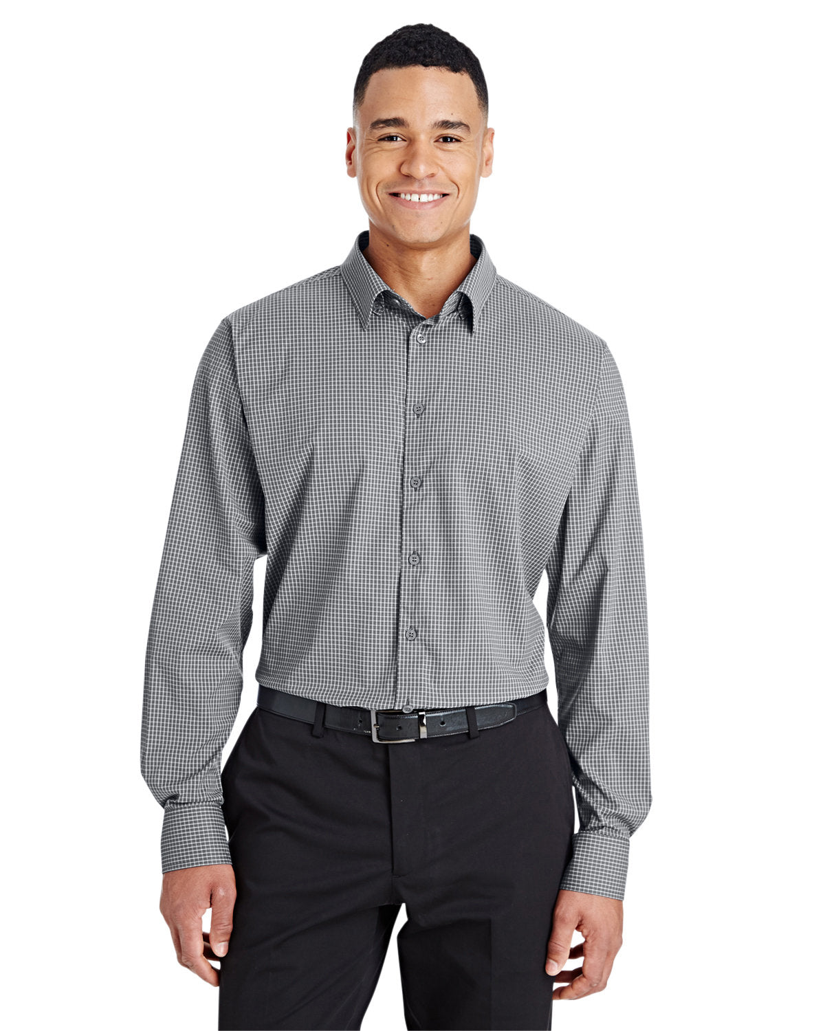 Devon & Jones CrownLux Performance Tonal Mini Check Shirt-Men's Dress Shirts-Devon&Jones-Graphite-S-Thread Logic