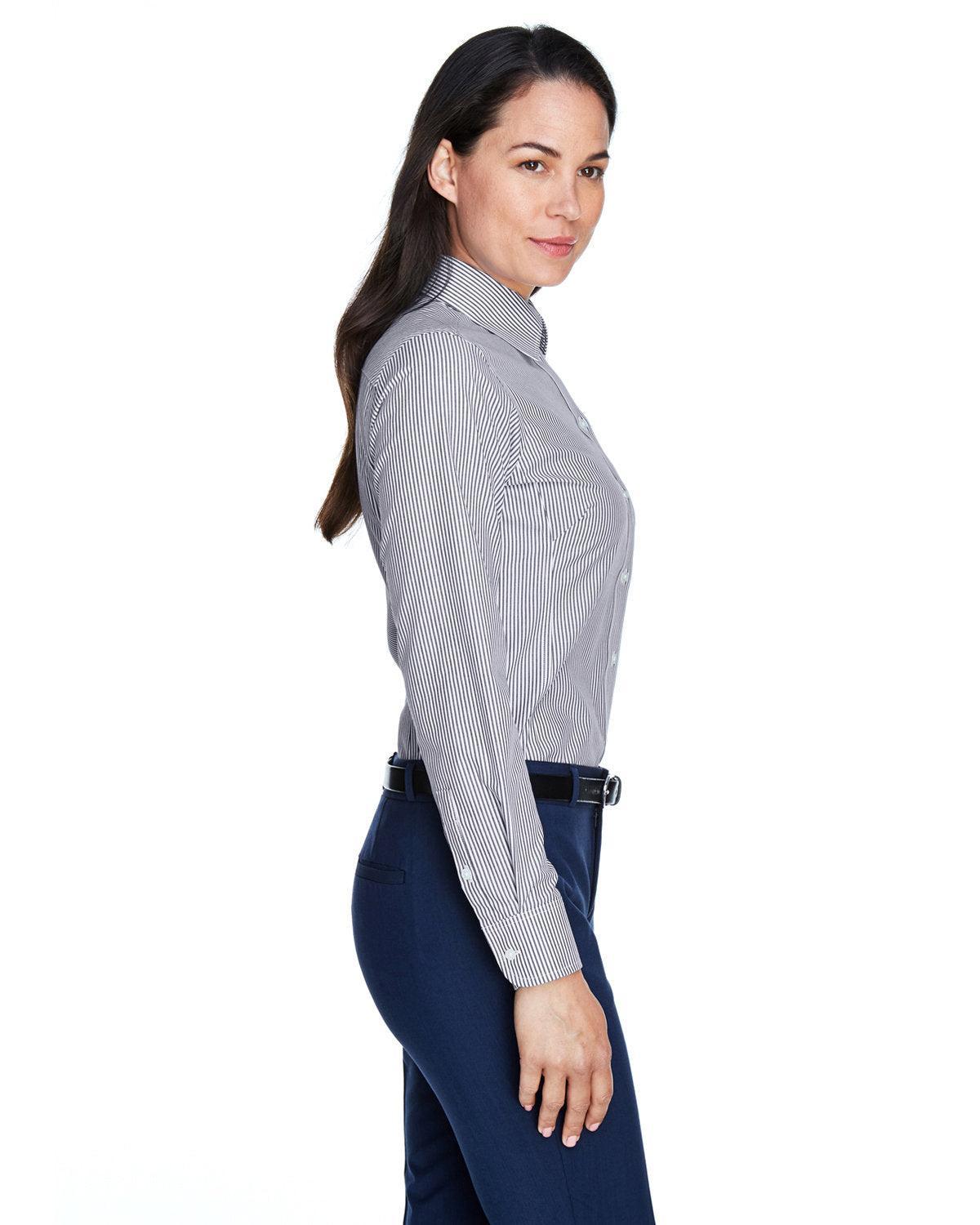 no-logo Devon & Jones Ladies Crown Woven Banker Stripe-Ladies Dress Shirts-Devon&Jones-Thread Logic