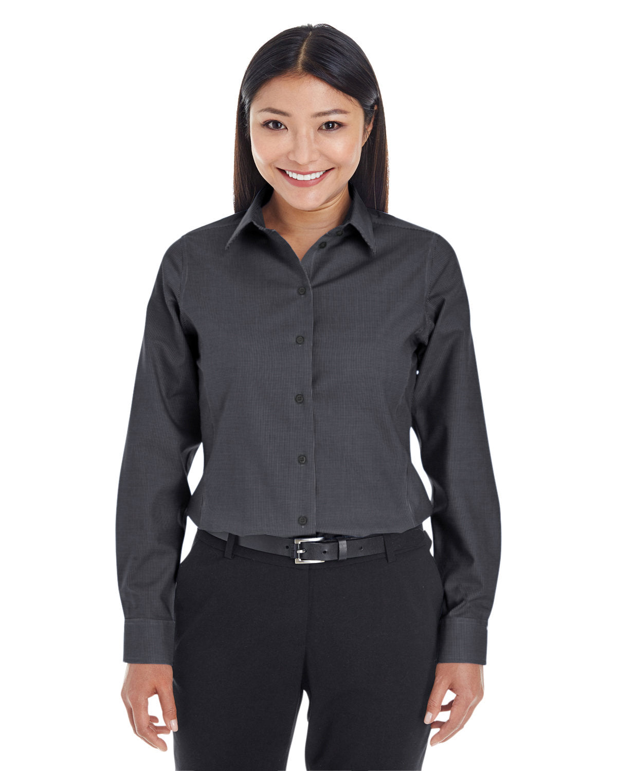 Devon & Jones Ladies Crown Woven Royal Dobby Shirt-Ladies Dress Shirts-Devon&Jones-Black-S-Thread Logic