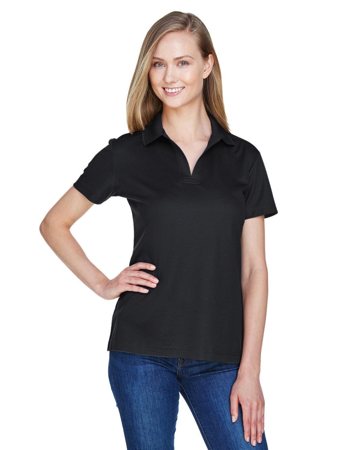 Devon & Jones Ladies CrownLux Performance Plaited Polo-Ladies Polos-Devon&Jones-Black-S-Thread Logic