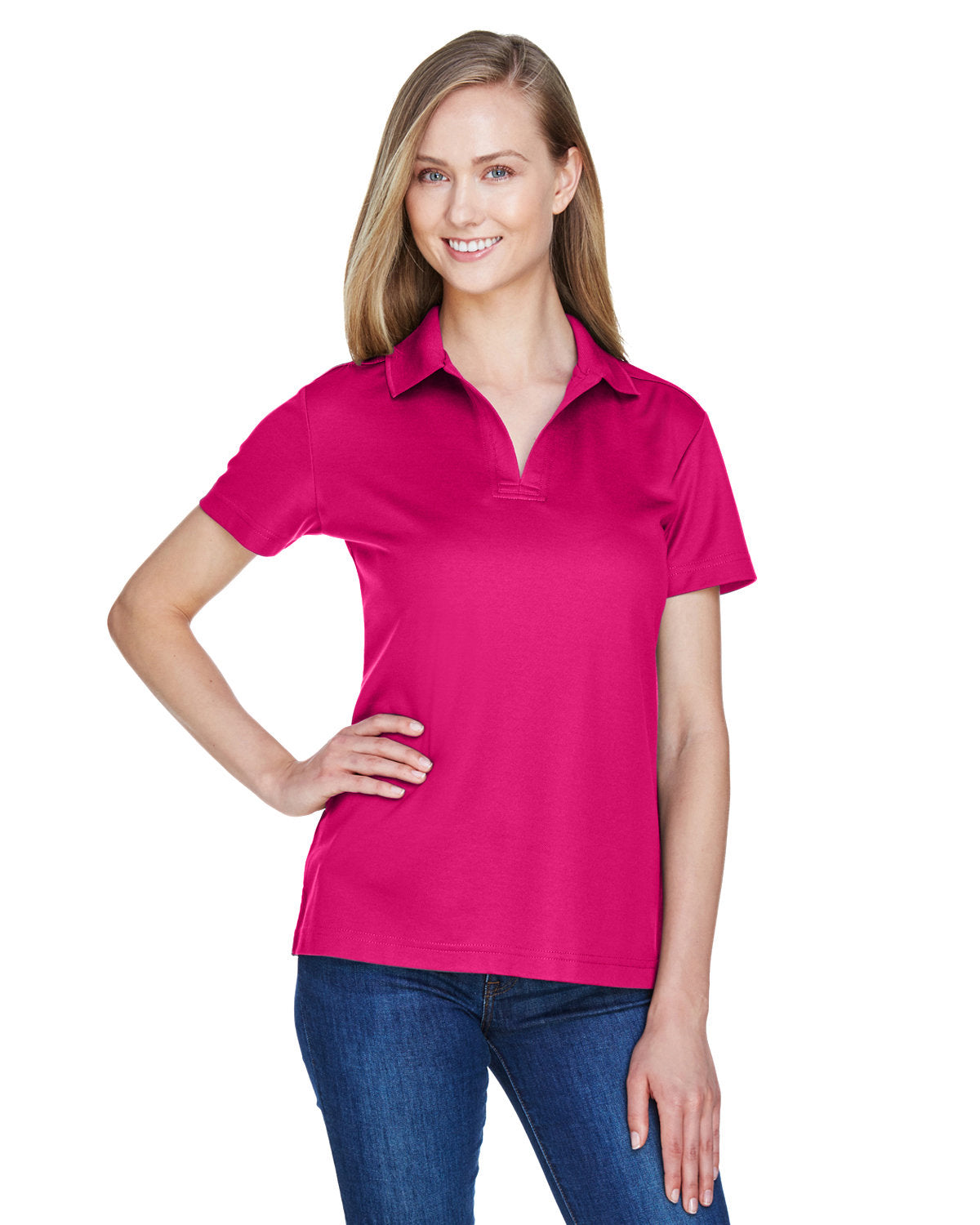 Devon & Jones Ladies CrownLux Performance Plaited Polo-Ladies Polos-Devon&Jones-Crown Raspberry-S-Thread Logic