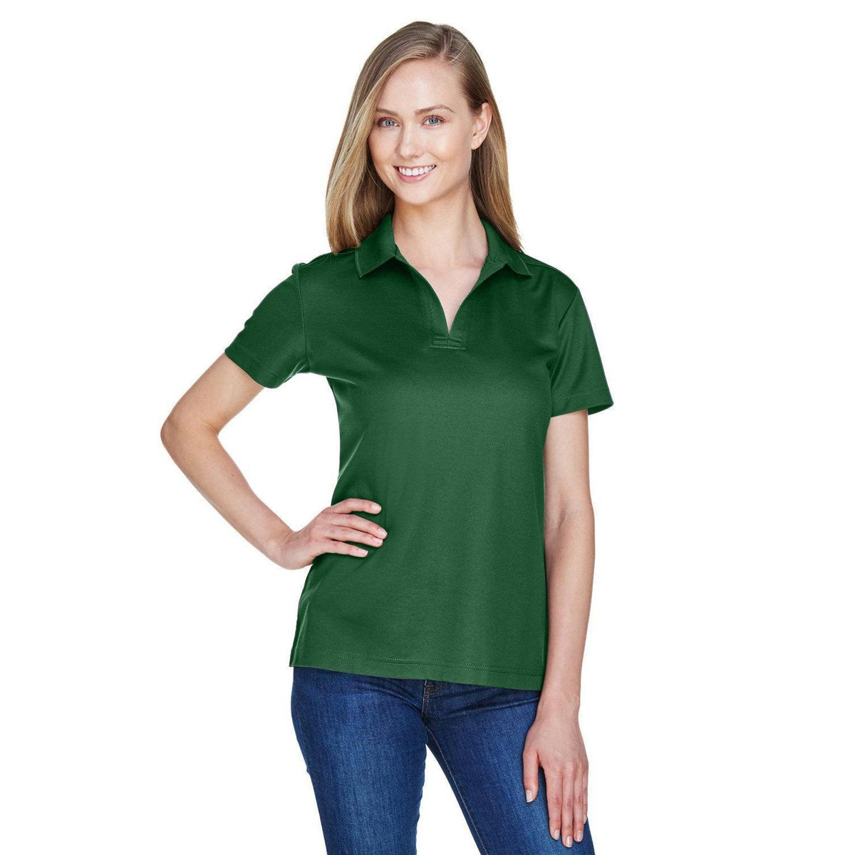 logo-left Devon & Jones Ladies CrownLux Performance Plaited Polo-Ladies Polos-Devon&Jones-Forest-S-Thread Logic
