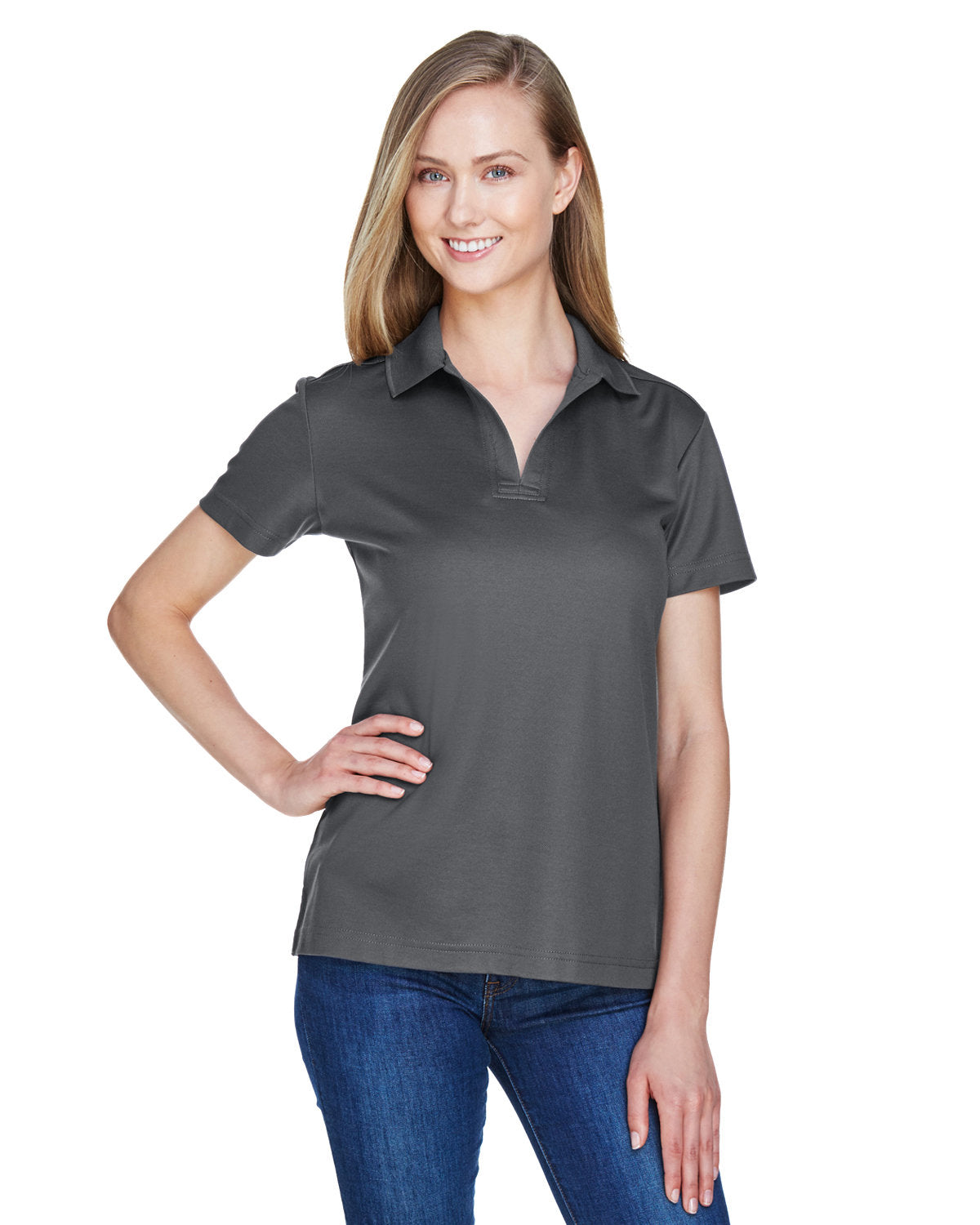 Devon & Jones Ladies CrownLux Performance Plaited Polo-Ladies Polos-Devon&Jones-Graphite-S-Thread Logic