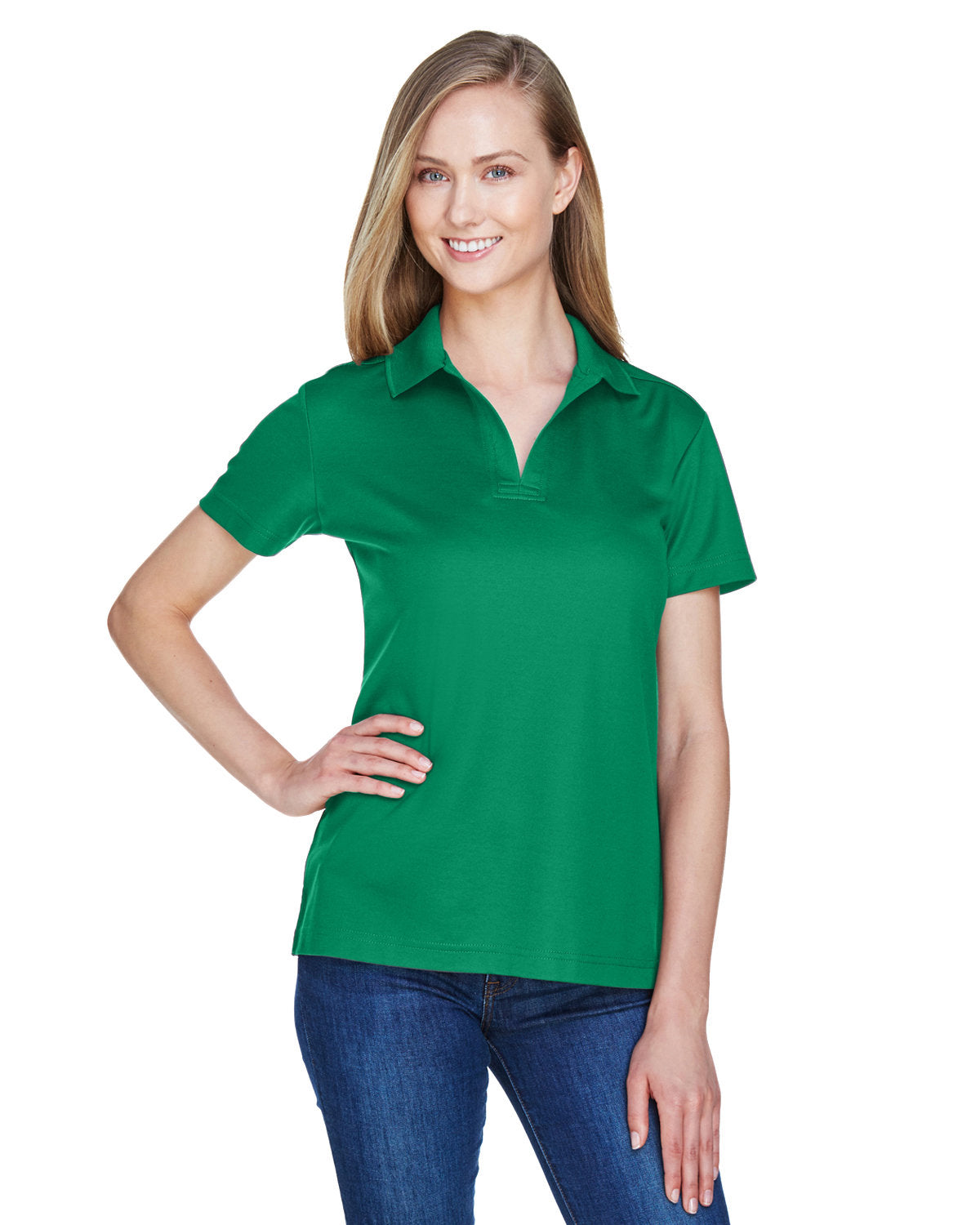 Devon & Jones Ladies CrownLux Performance Plaited Polo-Ladies Polos-Devon&Jones-Kelly Green-S-Thread Logic