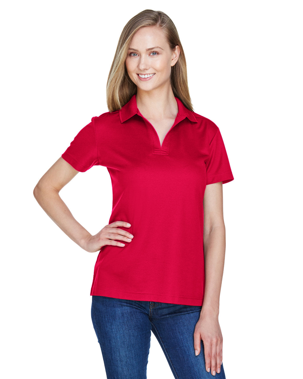 Devon & Jones Ladies CrownLux Performance Plaited Polo-Ladies Polos-Devon&Jones-Red-S-Thread Logic