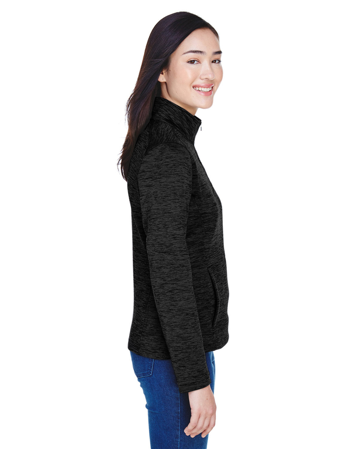 no-logo Devon & Jones Ladies Newbury Mélange Fleece Quarter-Zip-Ladies Layering-Devon&Jones-Thread Logic