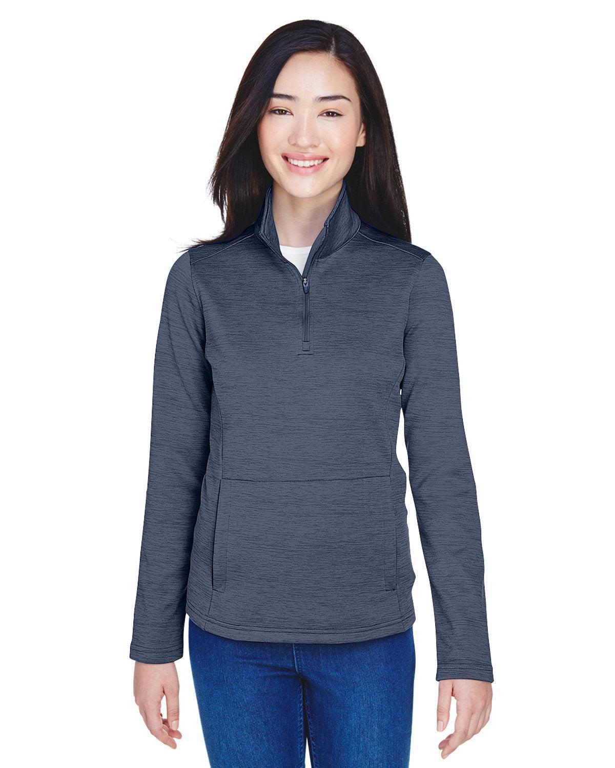 Devon & Jones Ladies Newbury Mélange Fleece Quarter-Zip-Ladies Layering-Devon&Jones-Navy Heather-S-Thread Logic