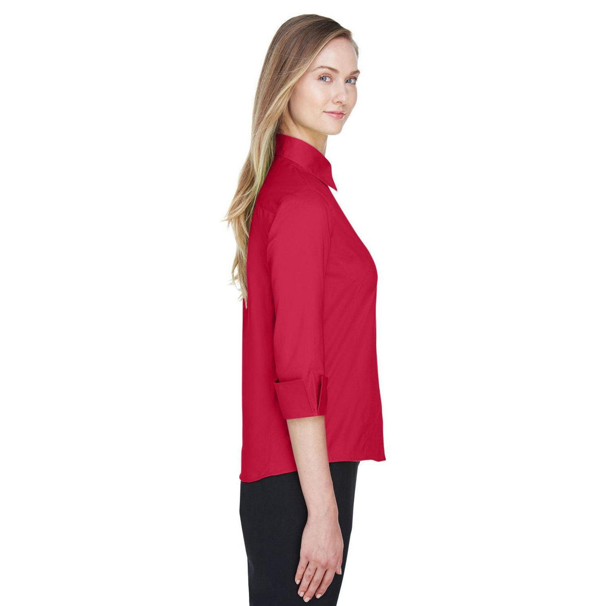 no-logo Devon & Jones Ladies Perfect Fit 3/4-Sleeve Stretch Poplin Blouse-Ladies Dress Shirts-Devon&Jones-Thread Logic