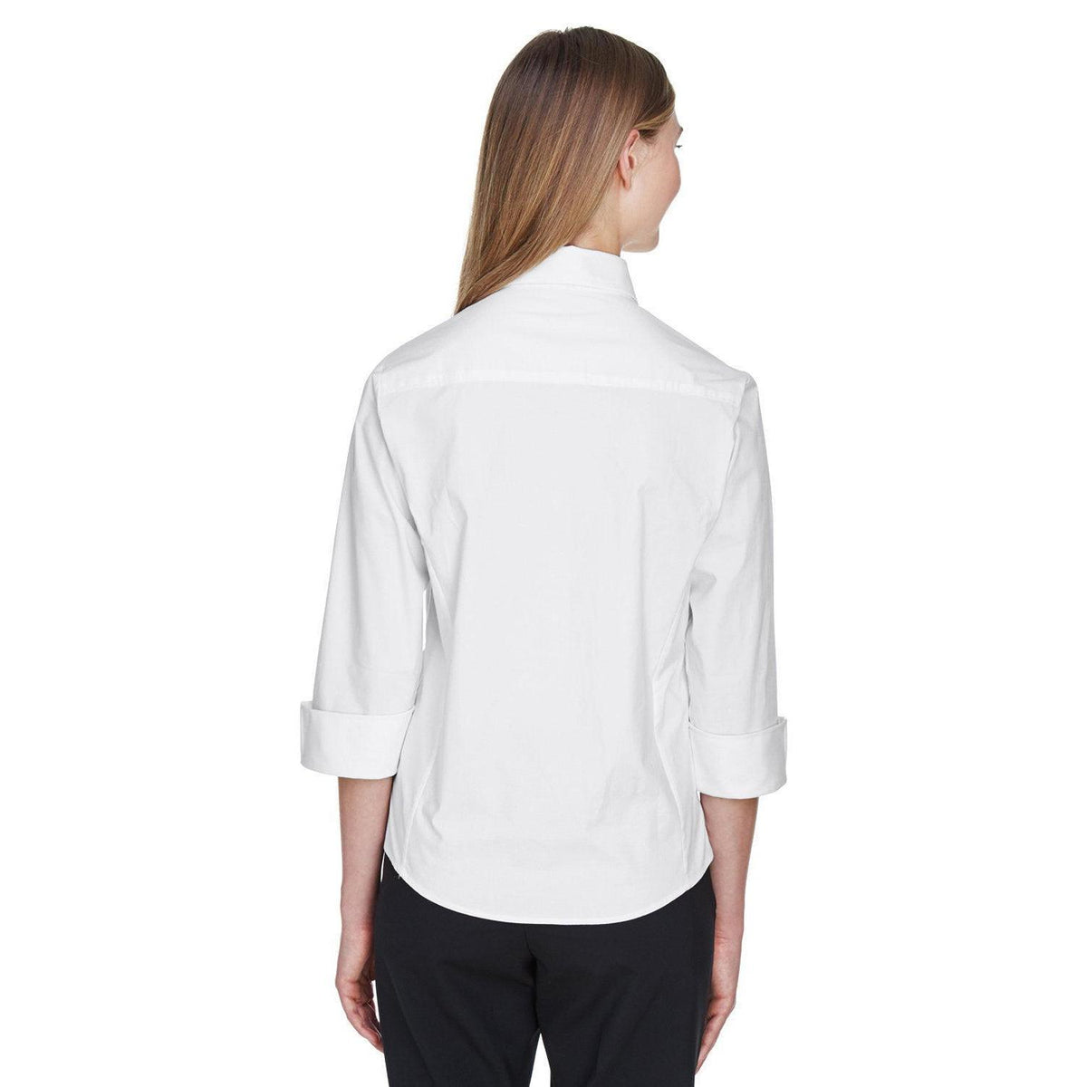no-logo Devon & Jones Ladies Perfect Fit 3/4-Sleeve Stretch Poplin Blouse-Ladies Dress Shirts-Devon&Jones-Thread Logic