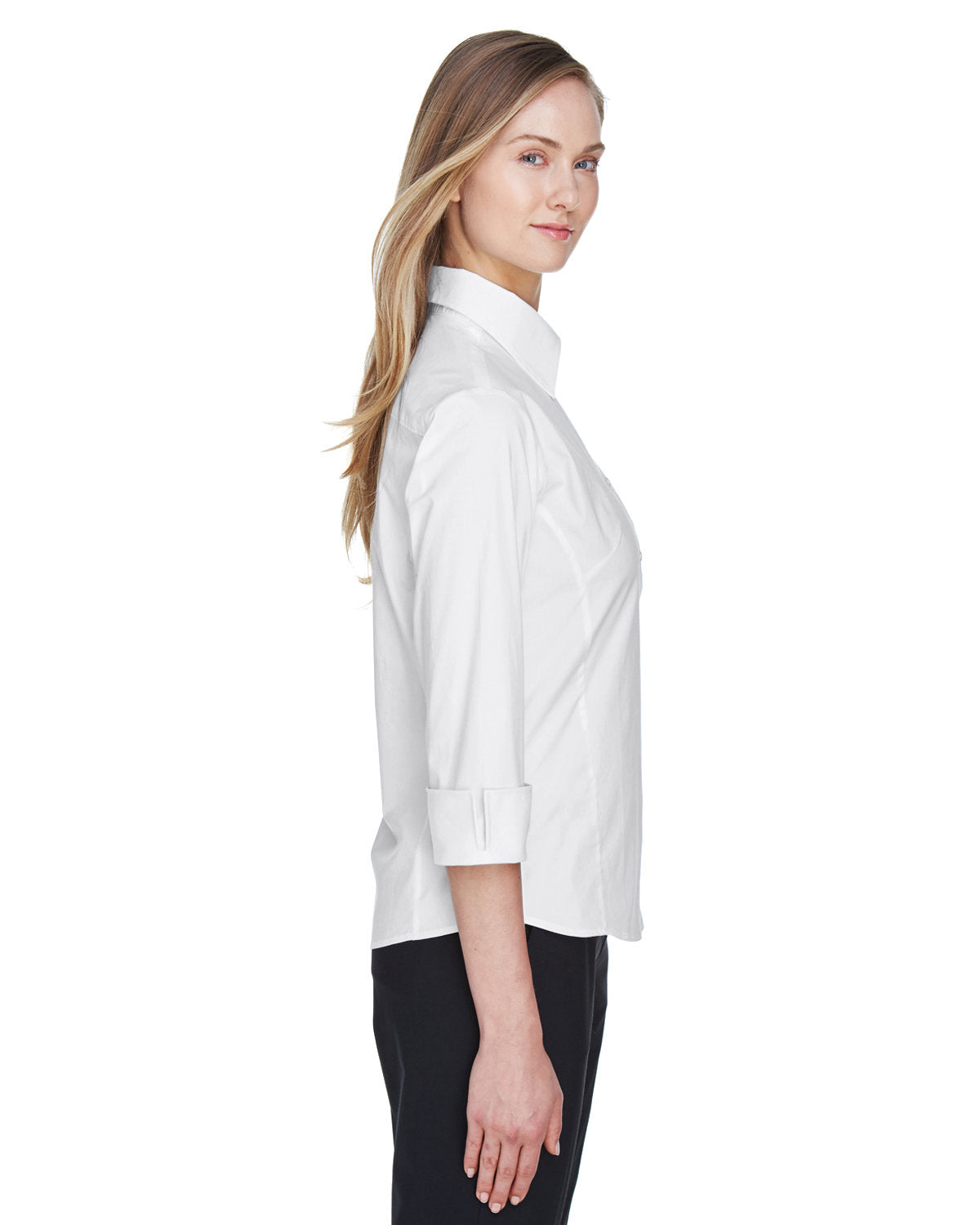 no-logo Devon & Jones Ladies Perfect Fit 3/4-Sleeve Stretch Poplin Blouse-Ladies Dress Shirts-Devon&Jones-Thread Logic