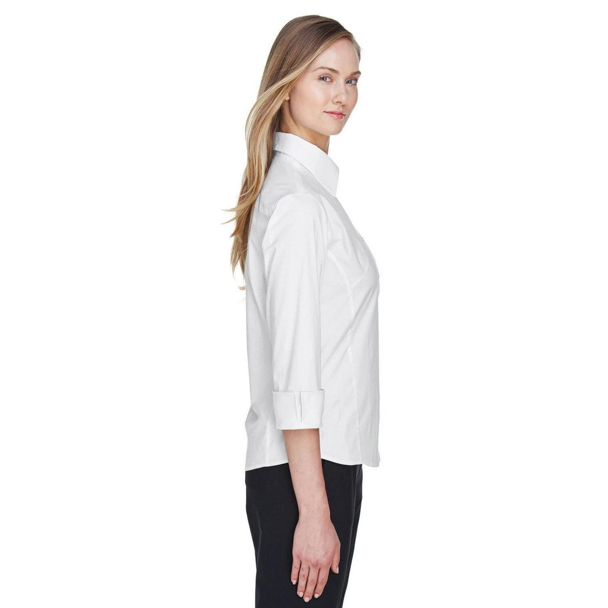 no-logo Devon & Jones Ladies Perfect Fit 3/4-Sleeve Stretch Poplin Blouse-Ladies Dress Shirts-Devon&Jones-Thread Logic
